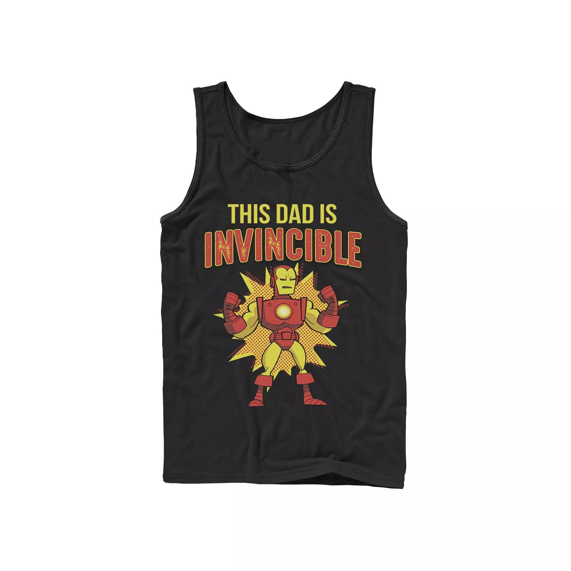 Men's Marvel Father's Day Retro Iron Man This Dad Is Invincible Tank Top,  Product Image