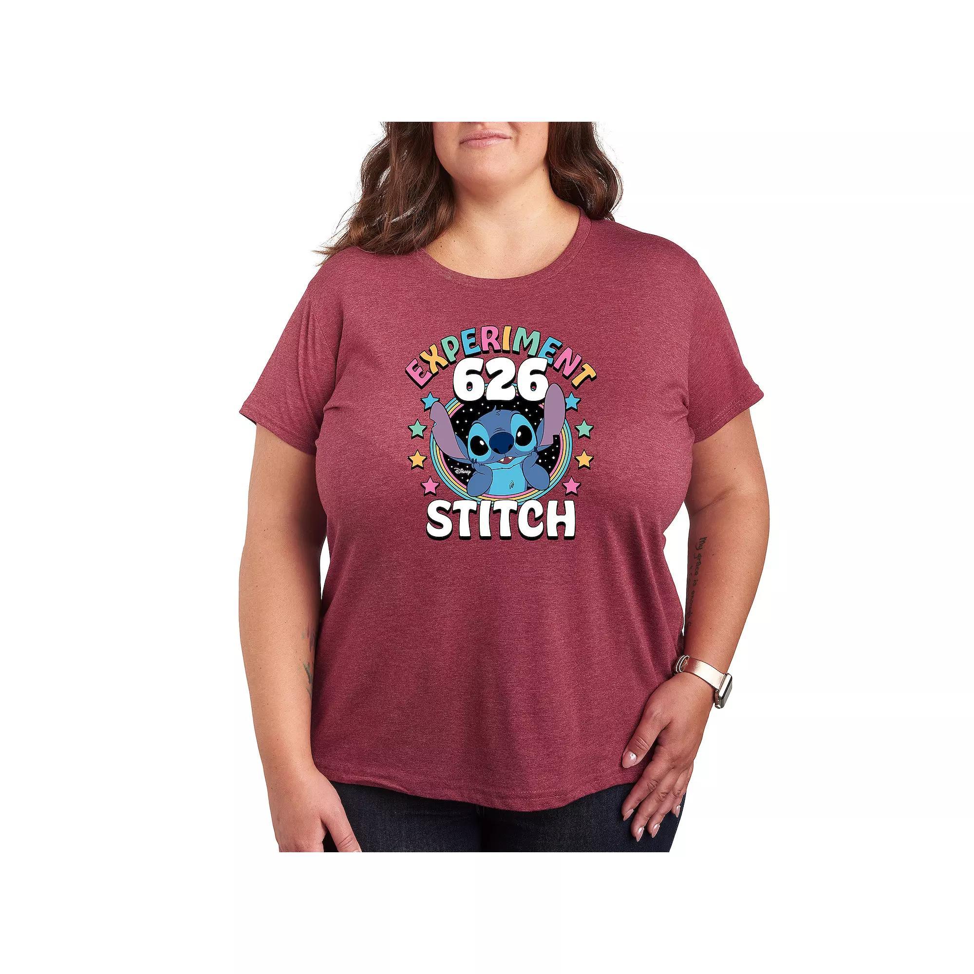 Disney's Lilo & Stitch Plus Experiment 626 Graphic Tee, Women's, Size: 3XL, Grey Dark Red Product Image