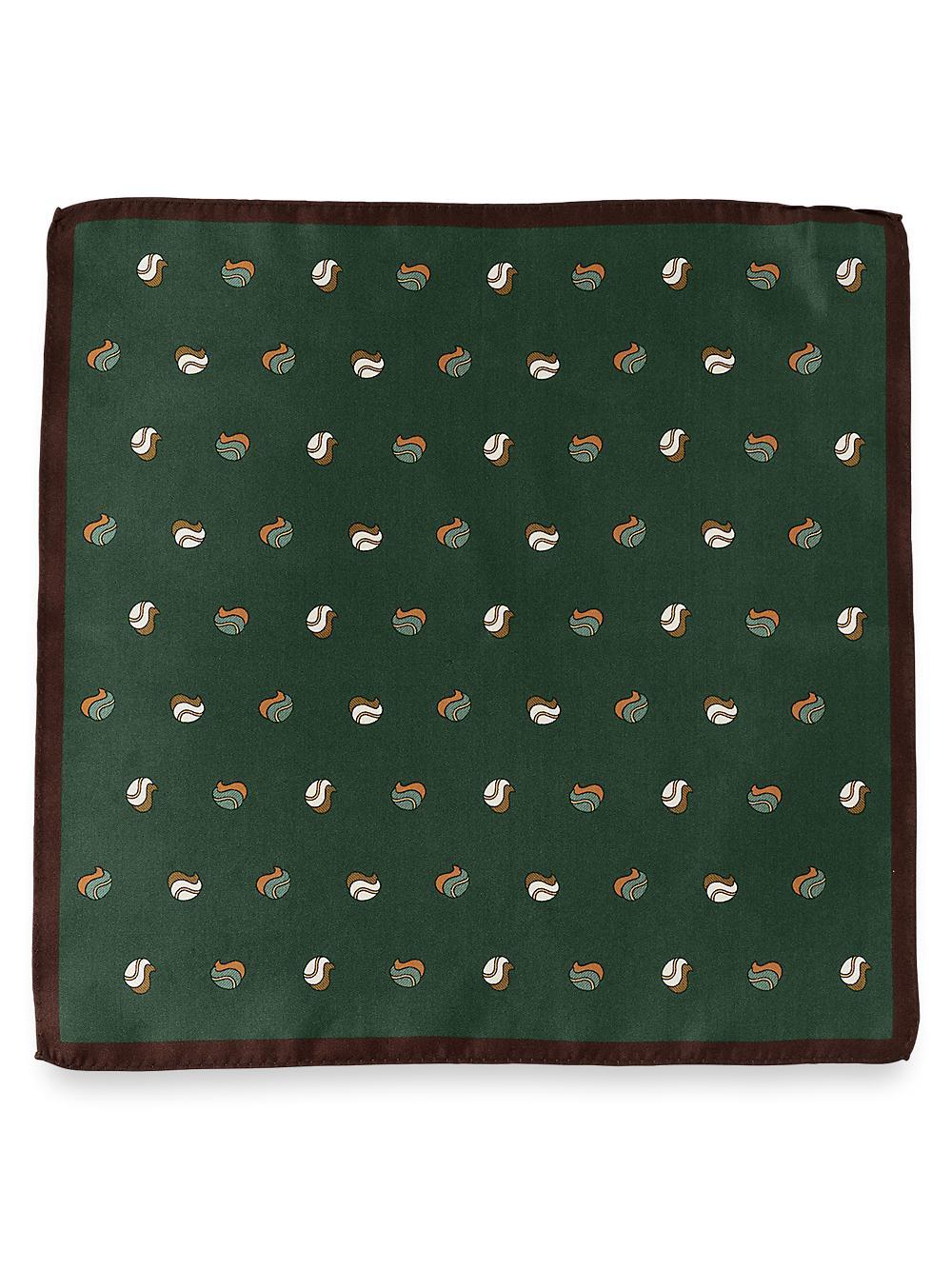 Geometric Silk Pocket Square - Green Product Image