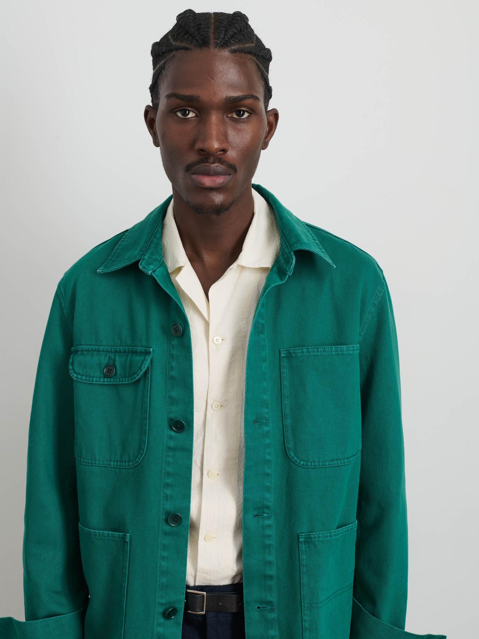 Garment Dyed Work Jacket in Recycled Denim Product Image