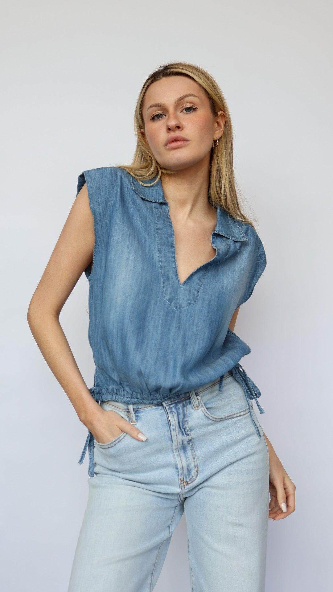 Collared Chambray Top Product Image