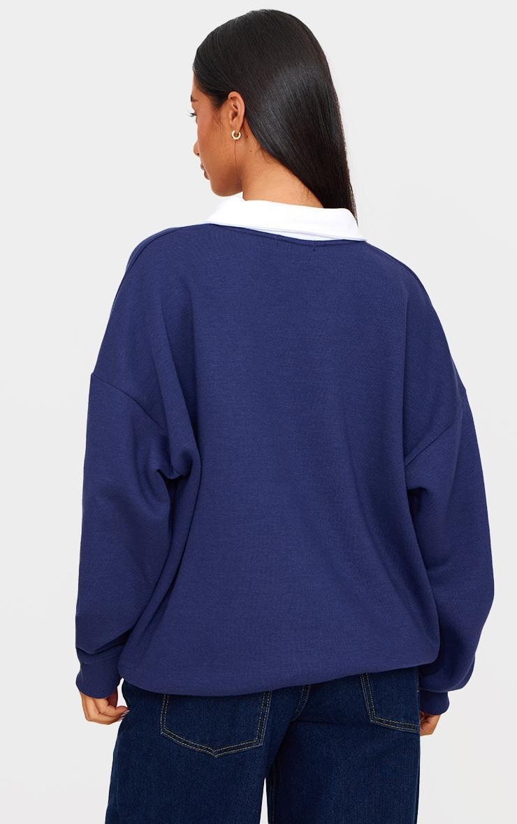 Petite Navy Collared Sweatshirt Product Image