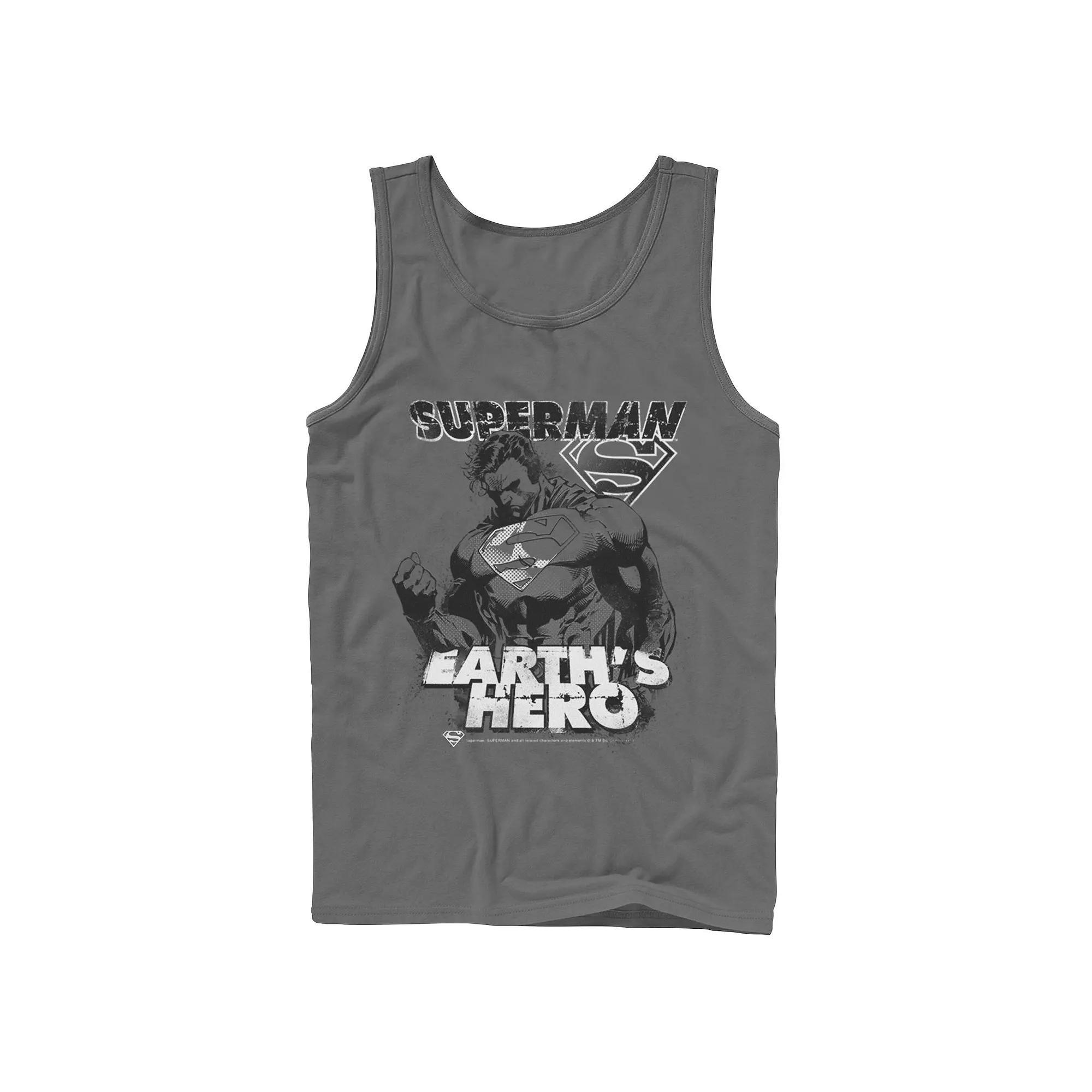 Men's DC Comics Superman Earth's Hero Sketched Poster Tank Top,  Product Image