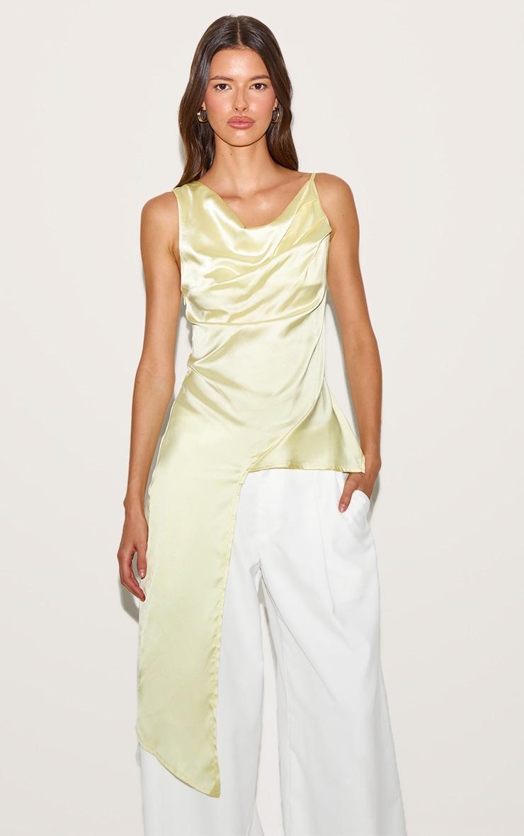 Yellow Asymmetric Satin Top Product Image