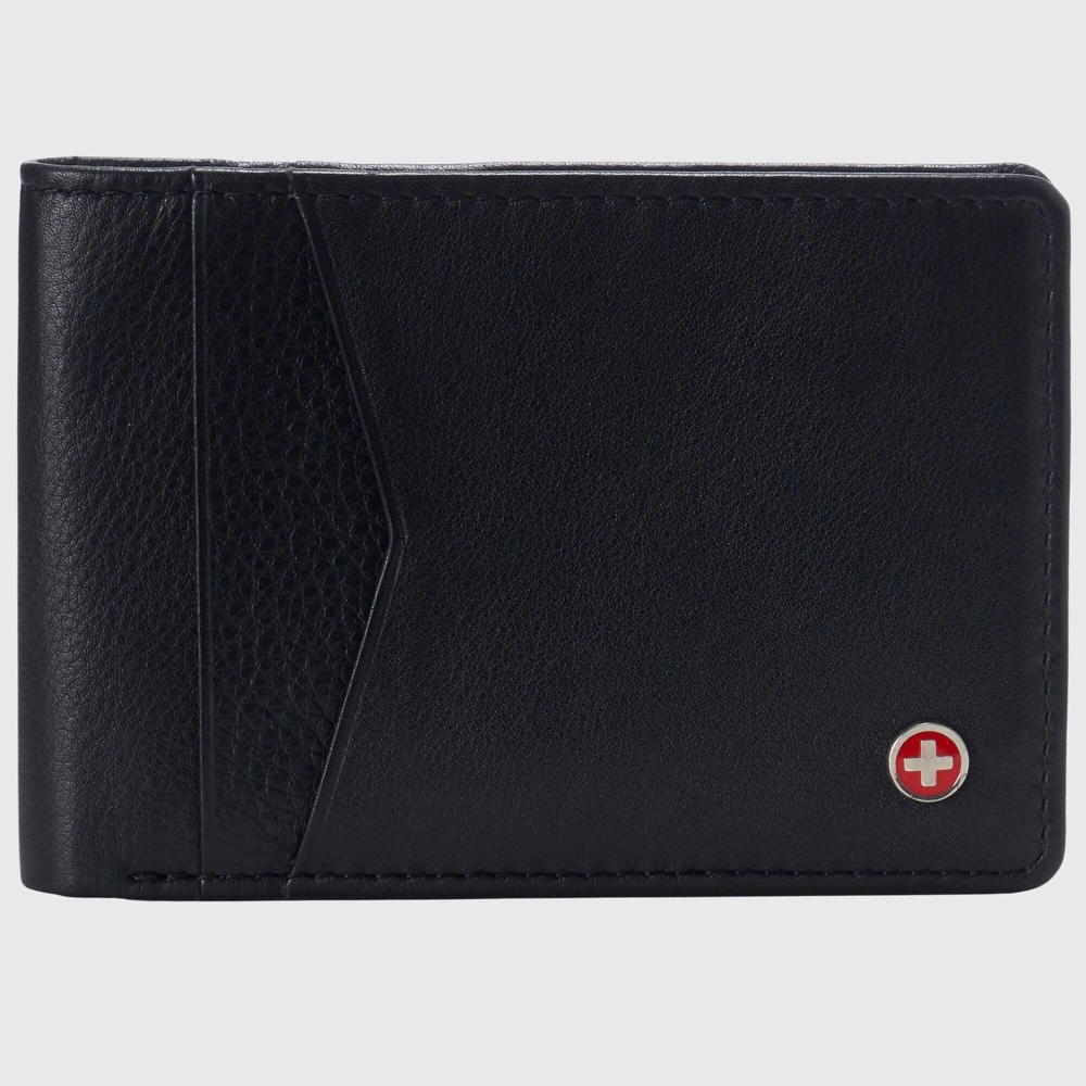 Alpine Swiss Delaney Men’s Slimfold RFID Protected Wallet Nappa Leather Comes in a Gift Box Black Product Image