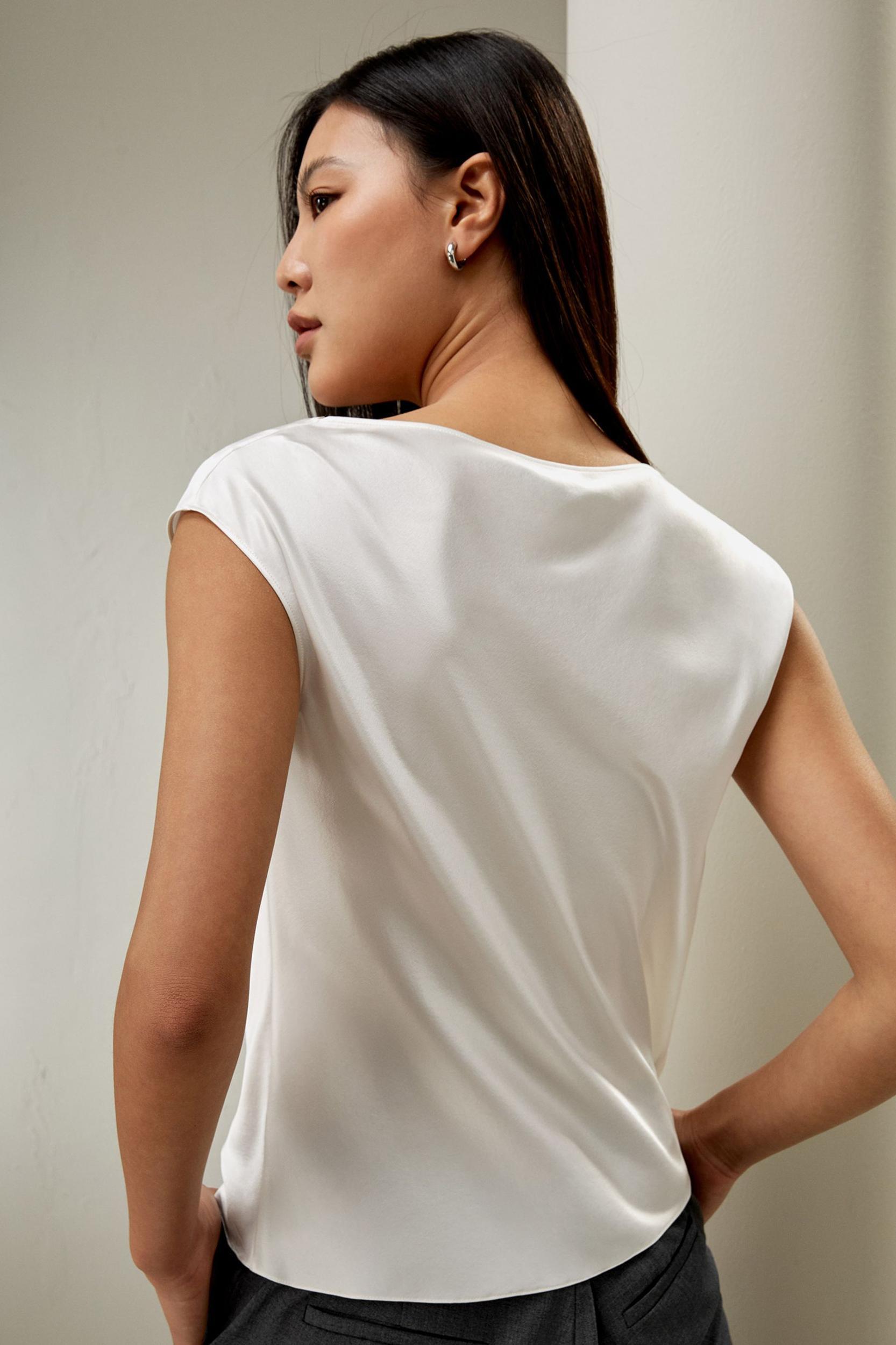 Silk Charmeuse Cowl Neck Top Product Image