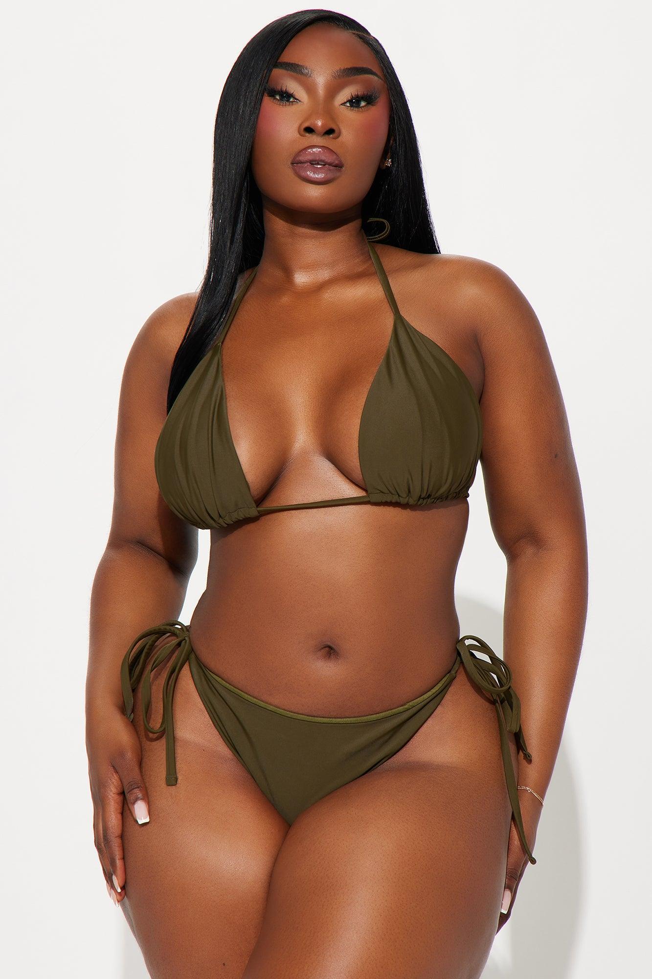 Toes In The Sand 3 Piece Bikini Set - Olive Product Image