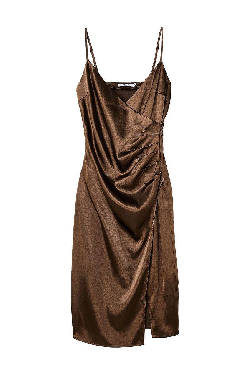 Overlap Satin Slip Dress Product Image