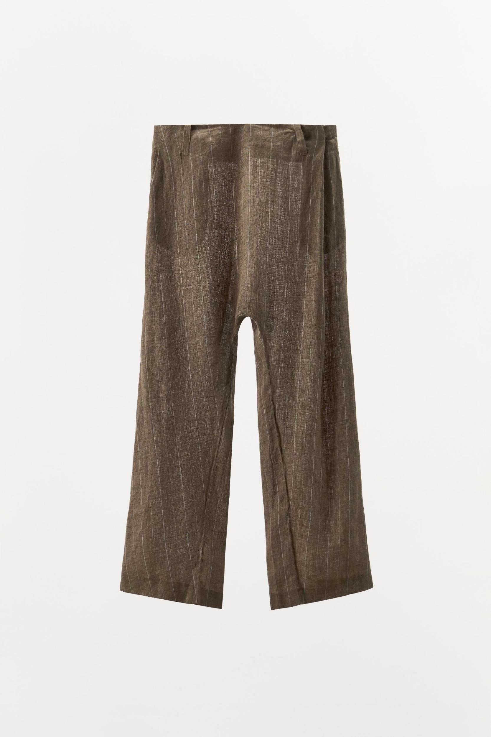 STRIPED LINEN BAGGY PANTS Product Image