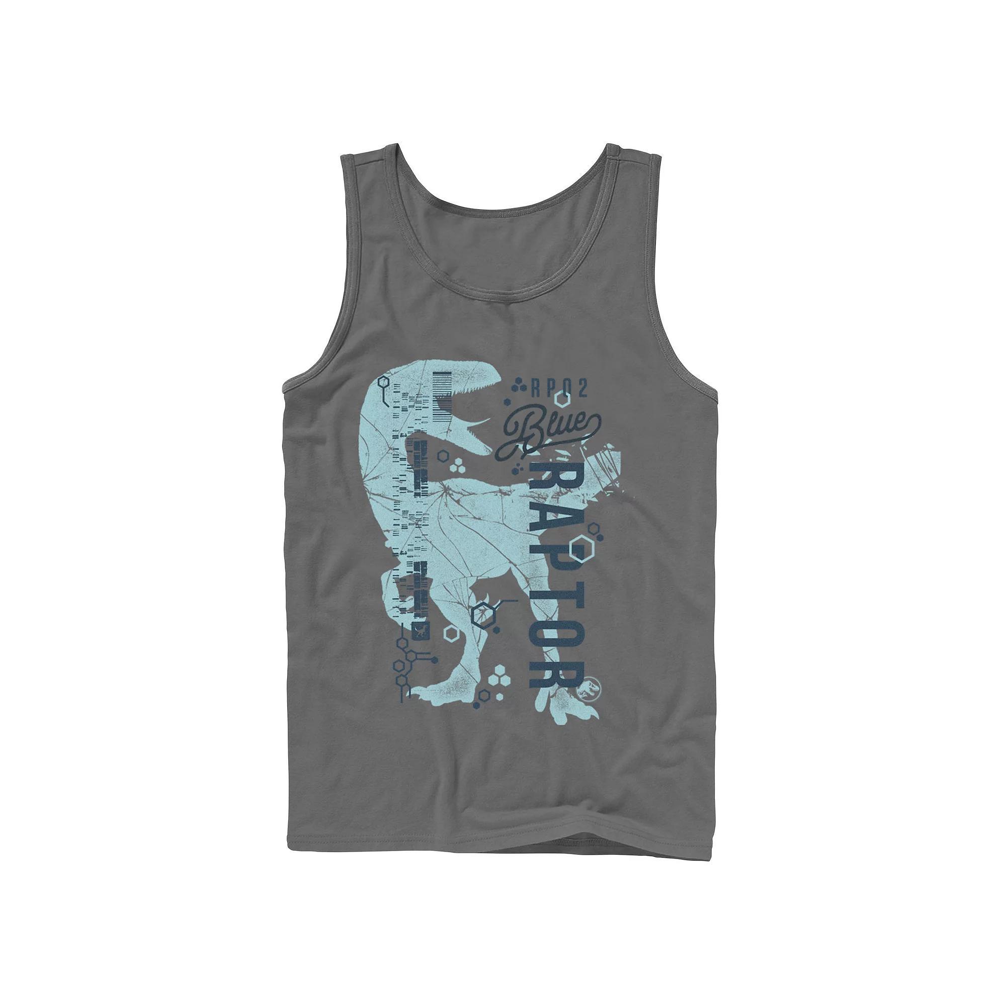 Men's Jurassic World Two Blue Raptor DNA Code Silhouette Tank Top,  Product Image