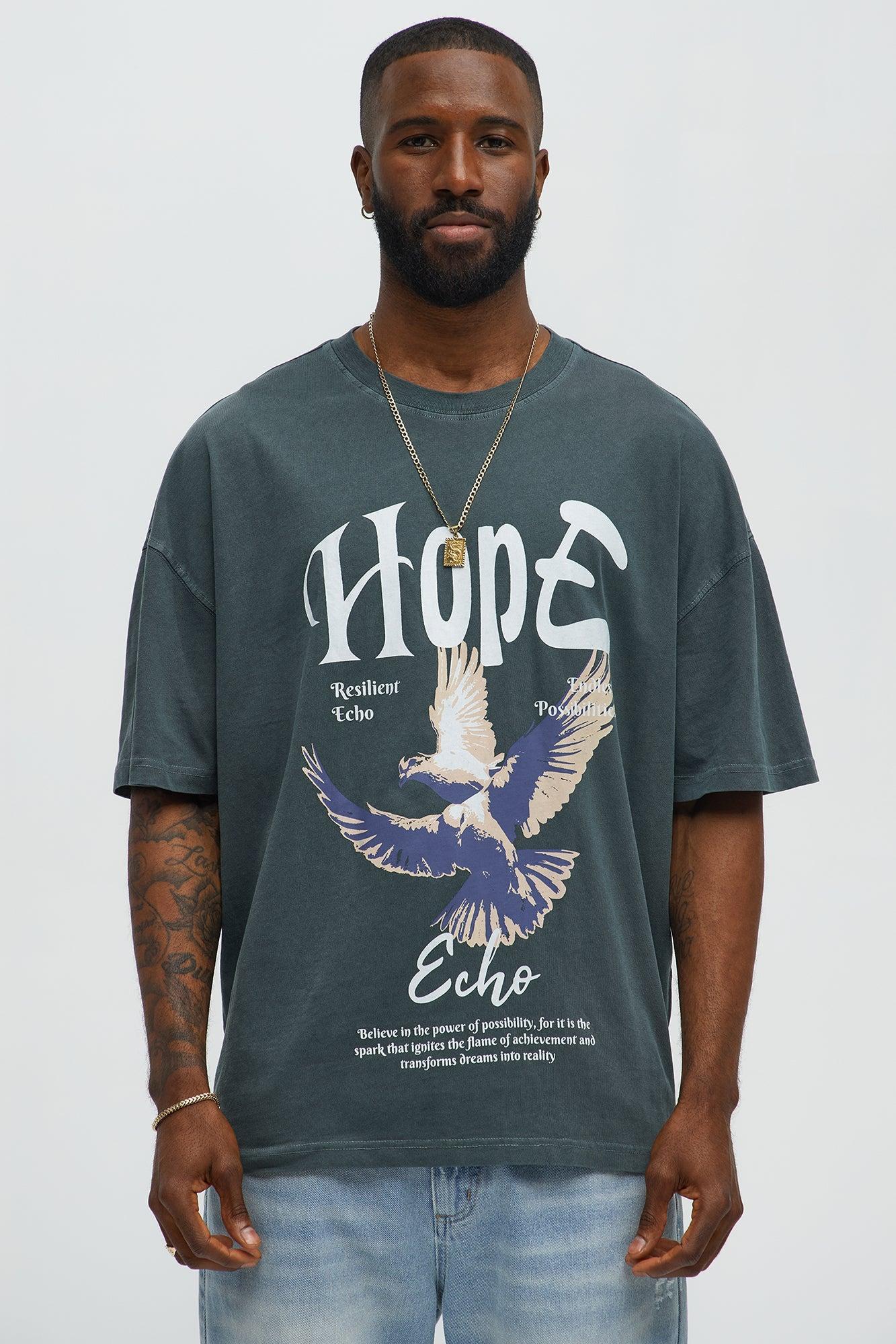 Hope Echo Oversized Short Sleeve Tee - Grey Male Product Image