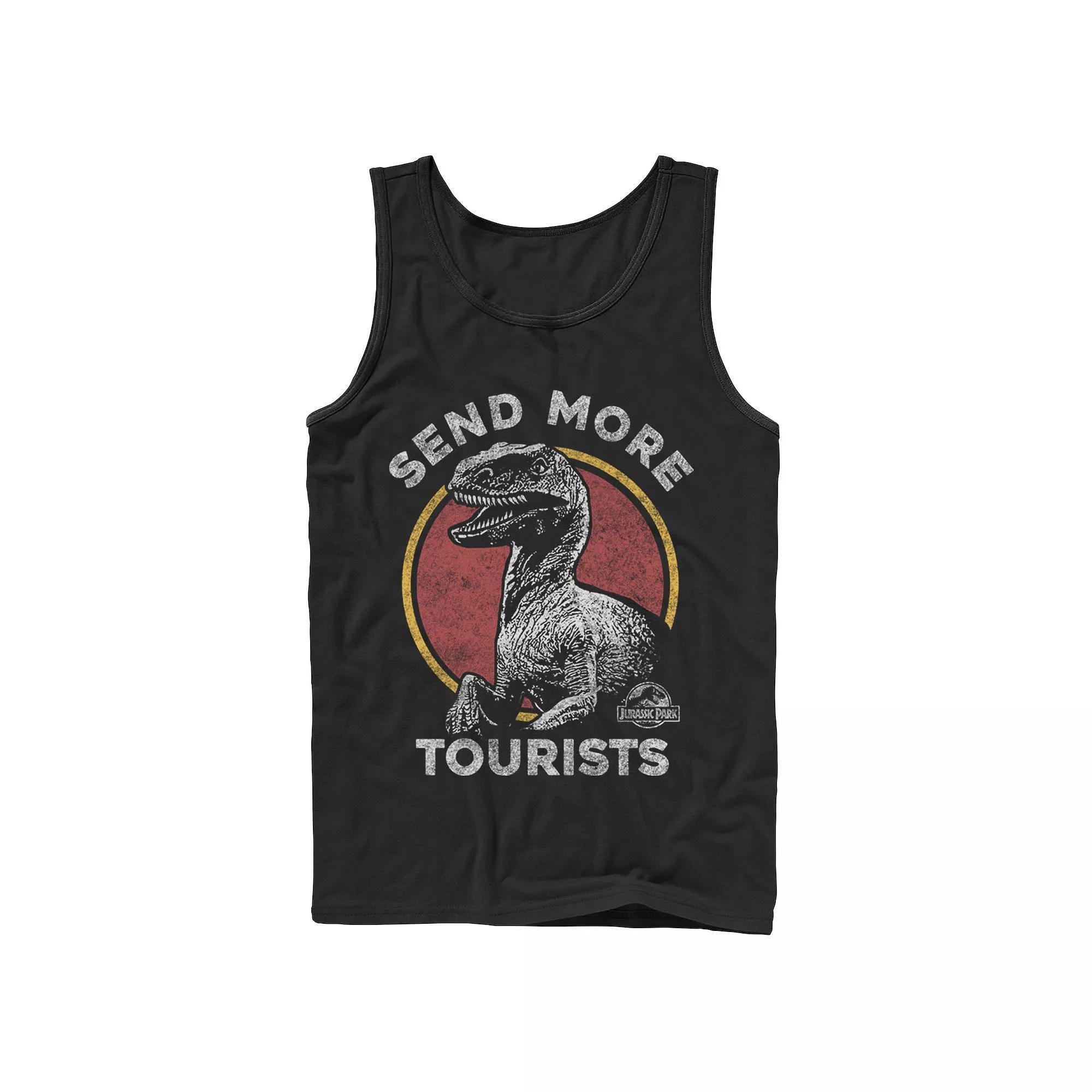 Mens Jurassic Park Raptor Says Send More Tourists Tank Top Product Image