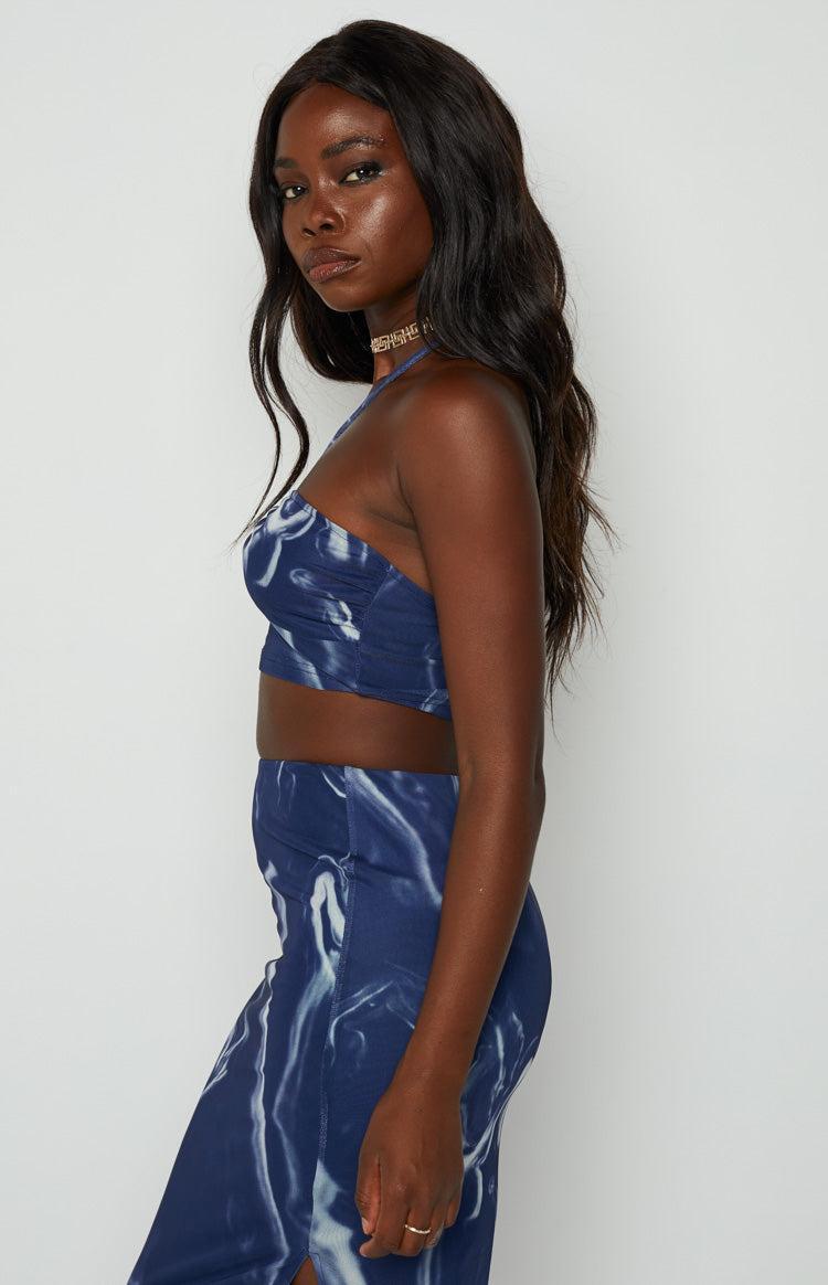 Brianna Navy Mesh Crop Top Baby Product Image