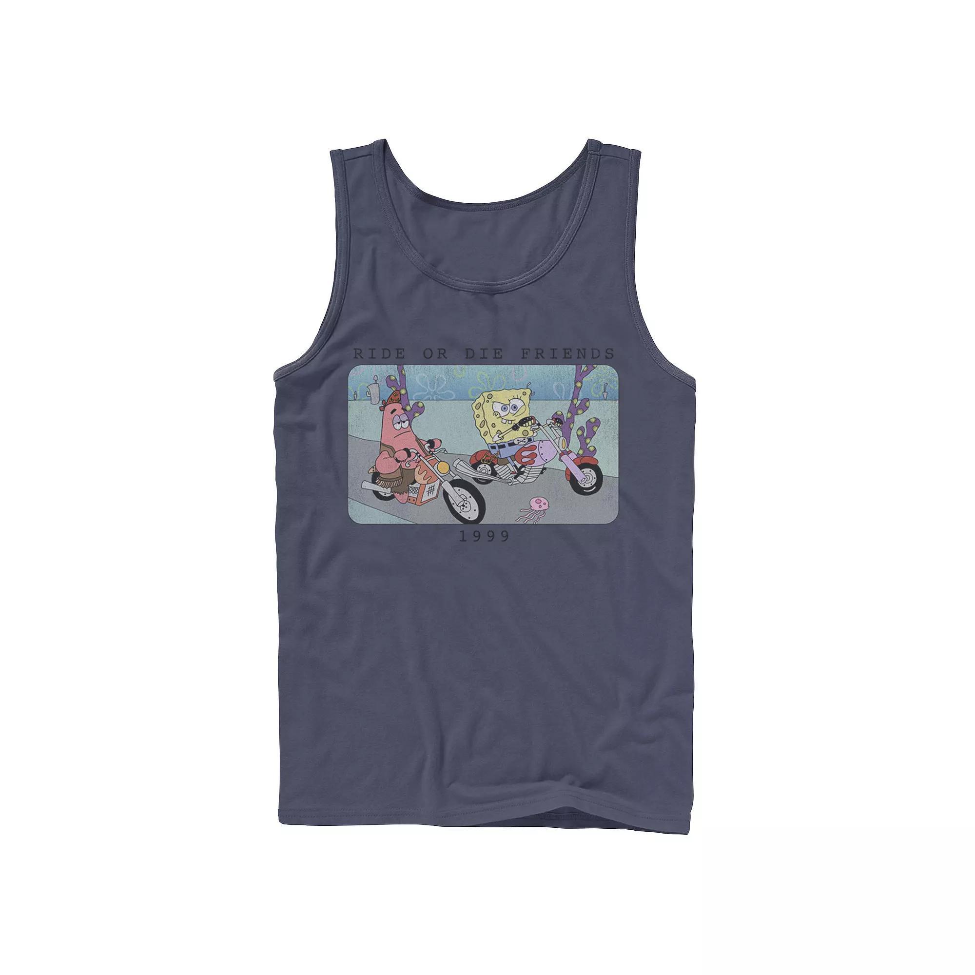 Men's Nickelodeon SpongeBob SquarePants Ride Or Die Friends 1999 Portrait Graphic Tank Top,  Product Image