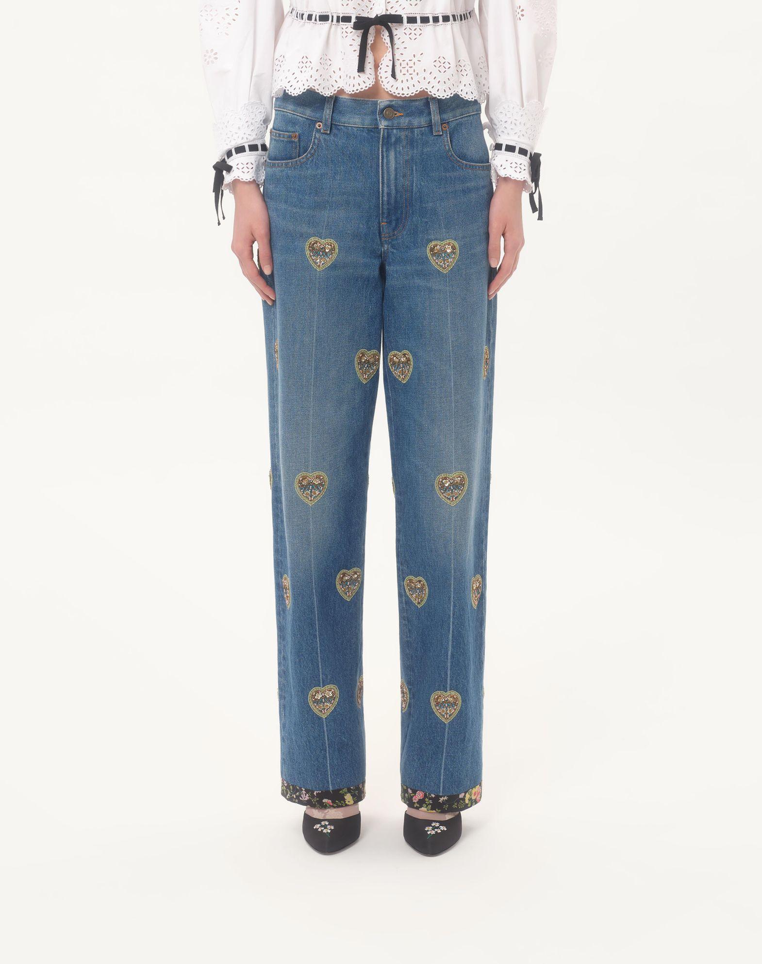 Embroidered Denim Pants Product Image