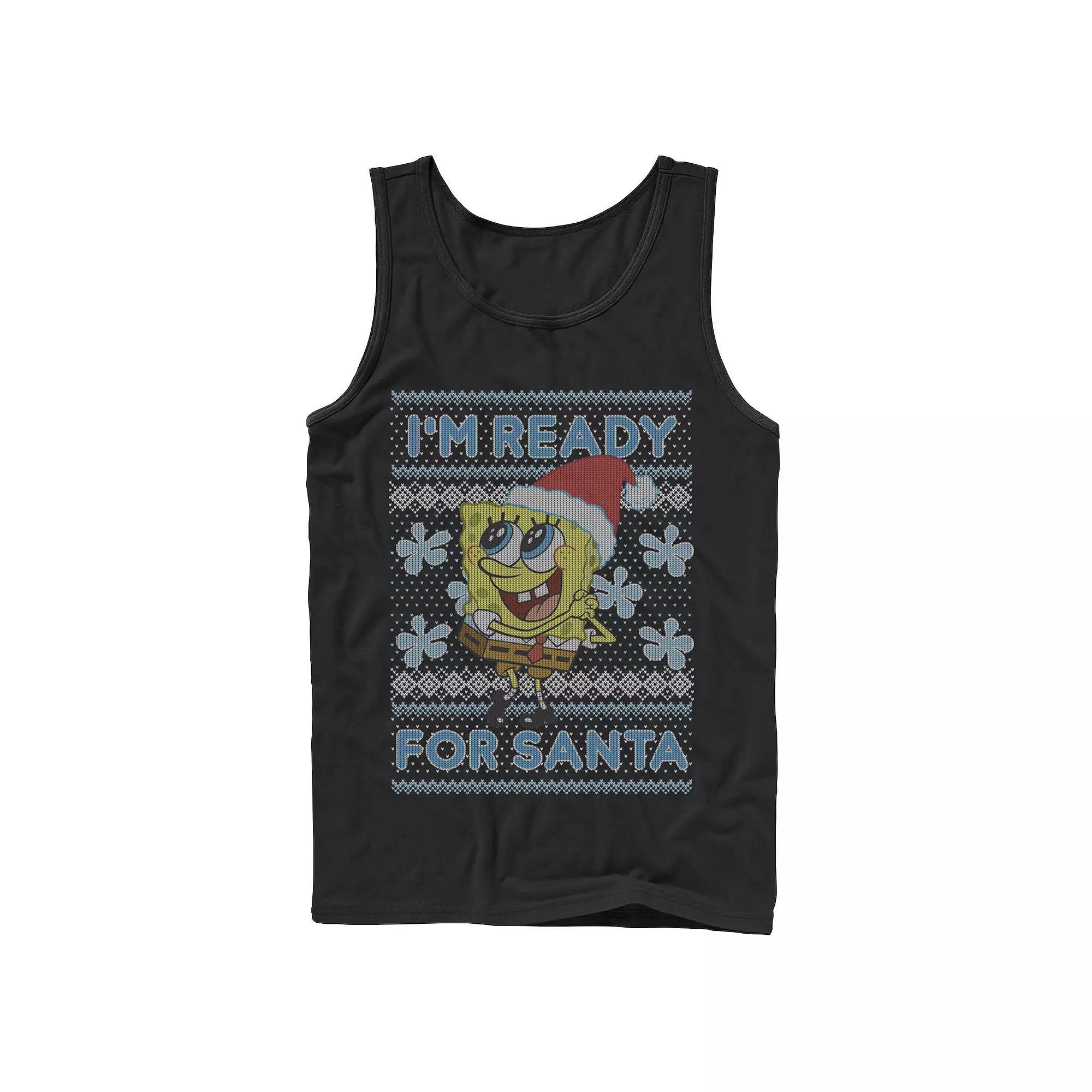 Men's Nickelodeon SpongeBob SquarePants I'm Ready For Santa Ugly Christmas Graphic Tank Top,  Product Image