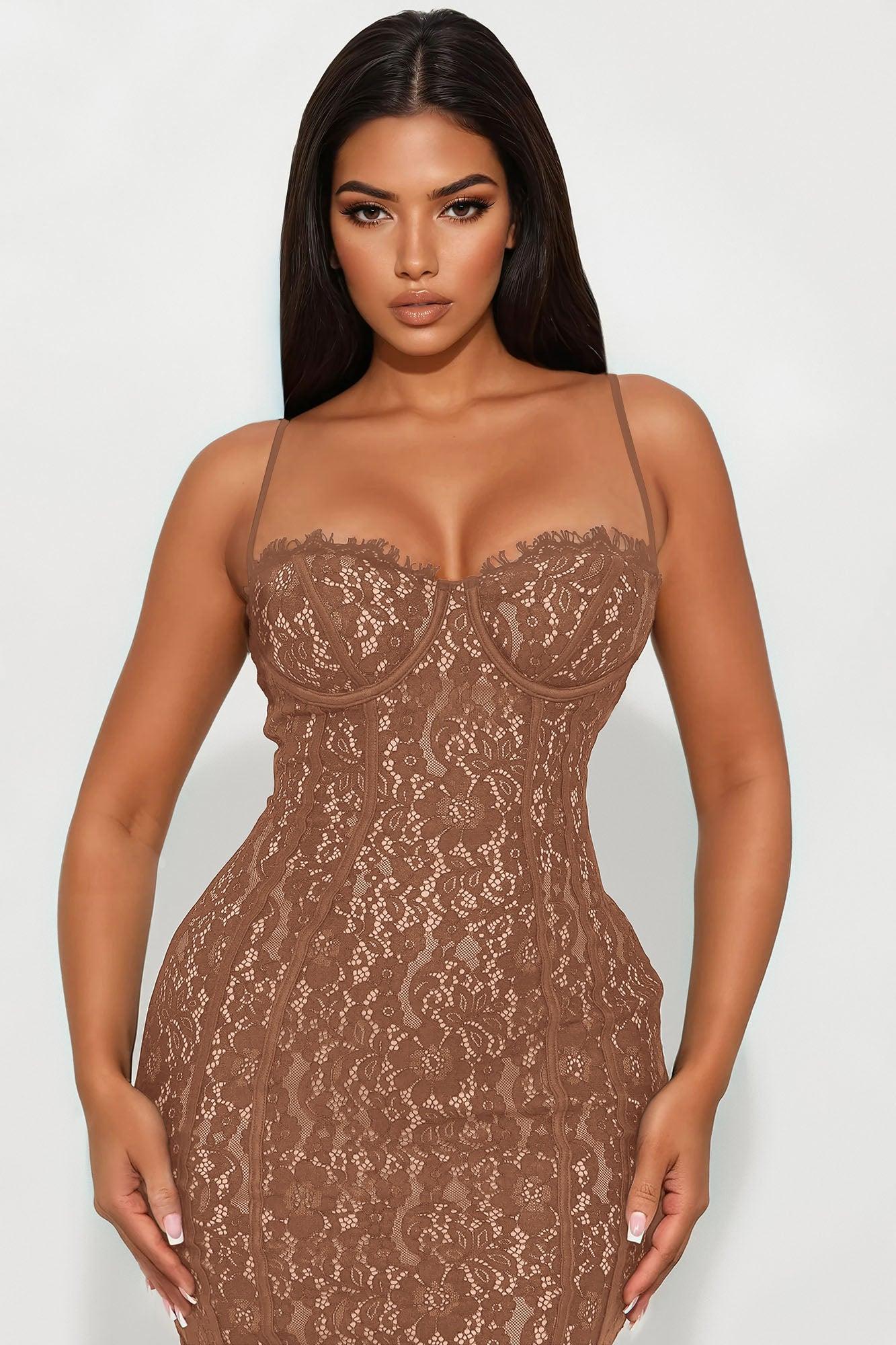 All In Love Lace Maxi Dress - Mocha Female Product Image