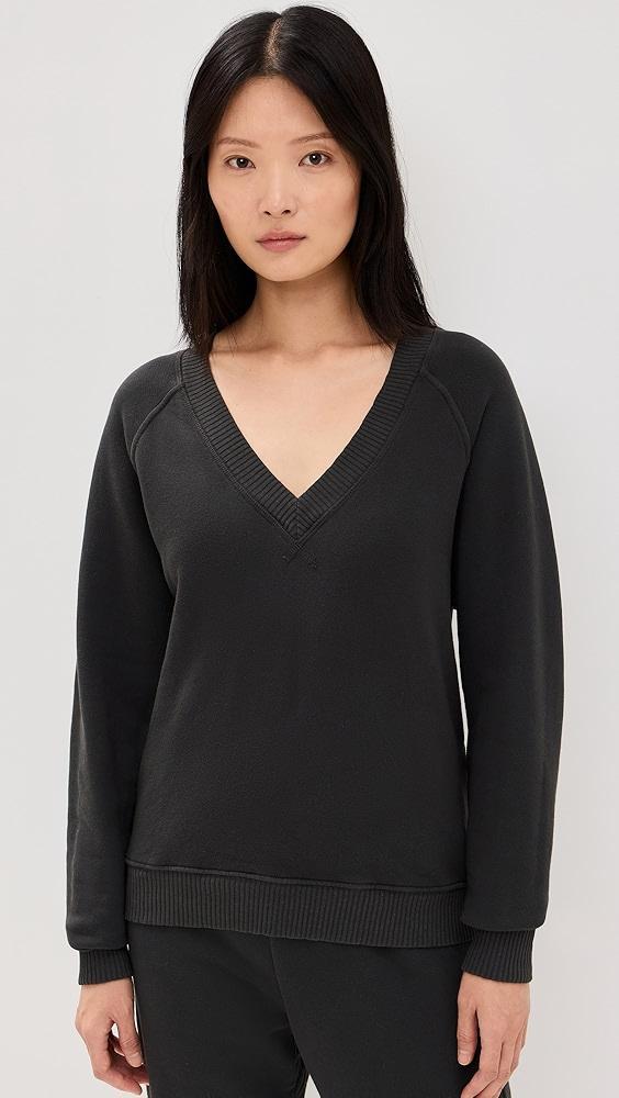 perfectwhitetee Dakota Fleece Long Sleeve V Neck Sweatshirt | Shopbop Product Image