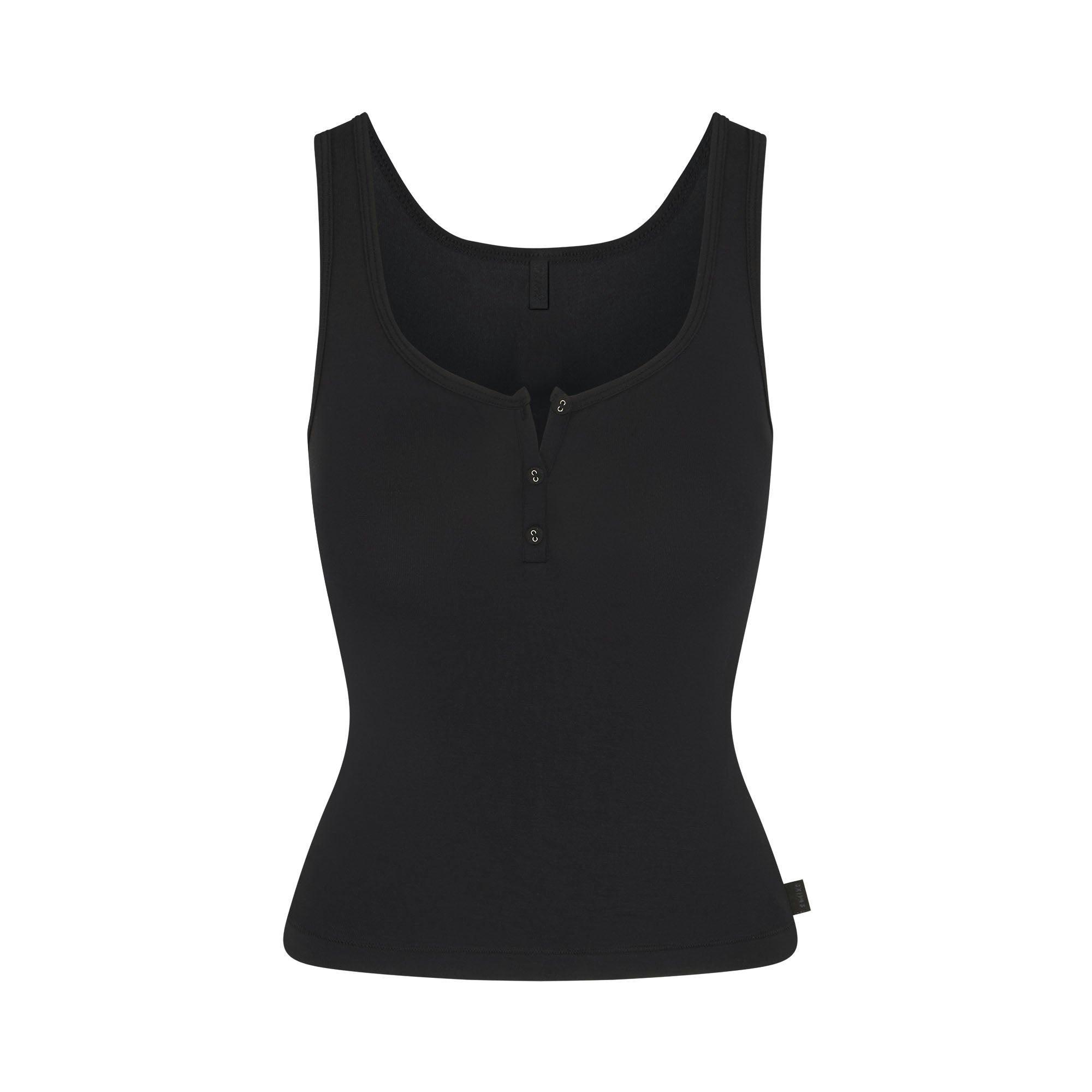 SKIMS SLEEP HENLEY TANK | ONYX Product Image