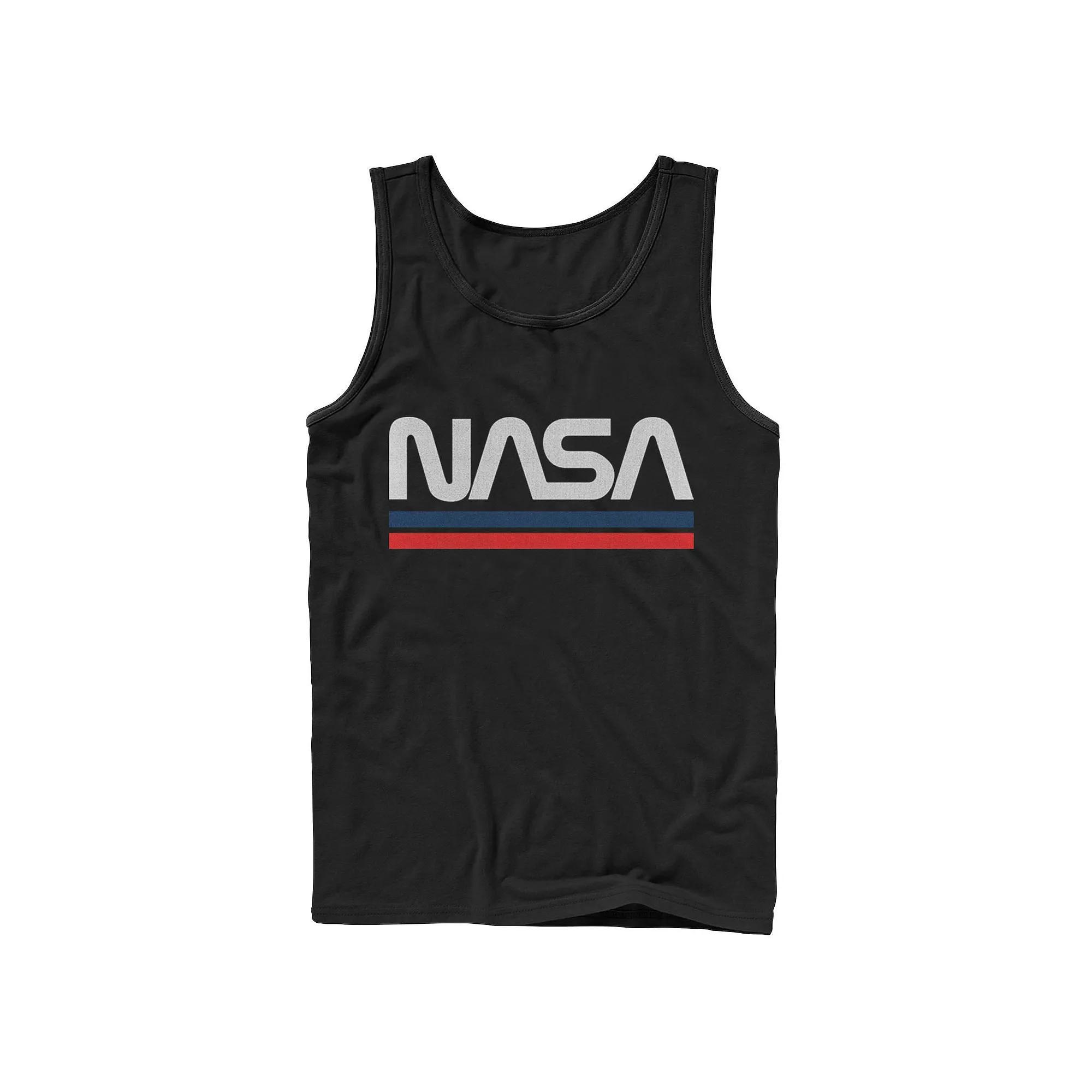 Men's NASA Red Blue Stripe Minimal Logo Vintage Graphic Tank Top, Size: XXL, Black Product Image