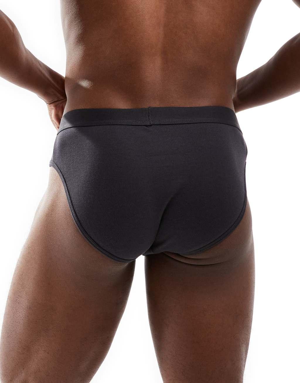 ASOS DESIGN capsule collection rib brief in charcoal Product Image