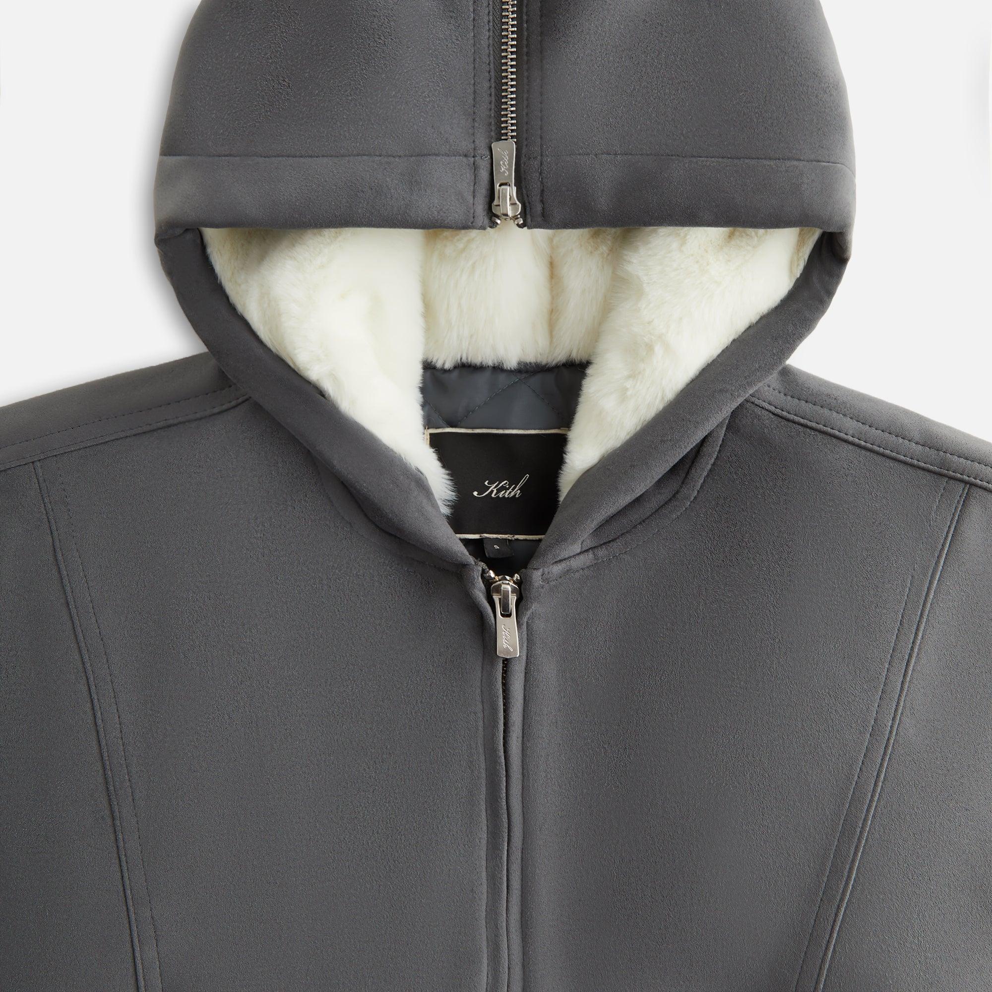 Kith Women Nylas Microsuede Zip Hooded Bomber - Asteroid Female Product Image