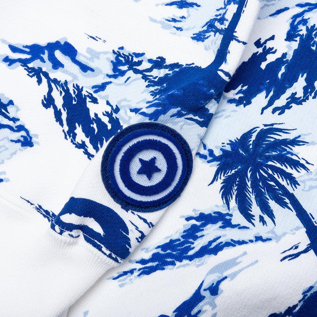 Palm Tree Camo Relaxed Fit Shark Full Zip Hoodie - Blue Male Product Image