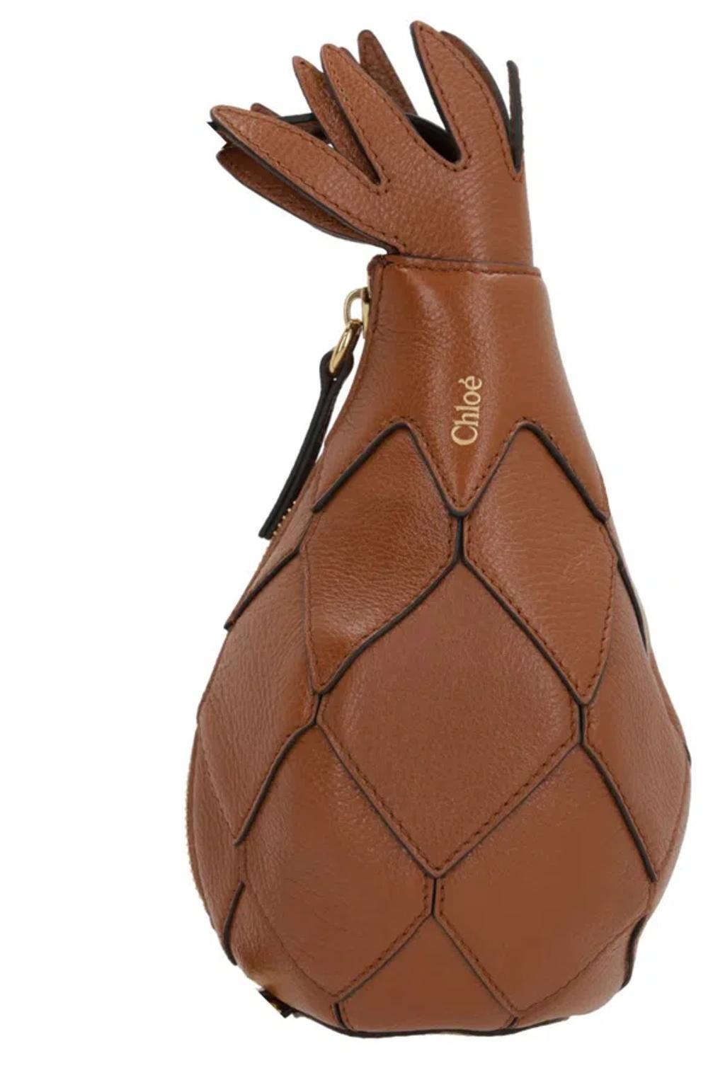 CHLOÉ Caramel Leather Ananas Shoulder Bag In Bronze Product Image