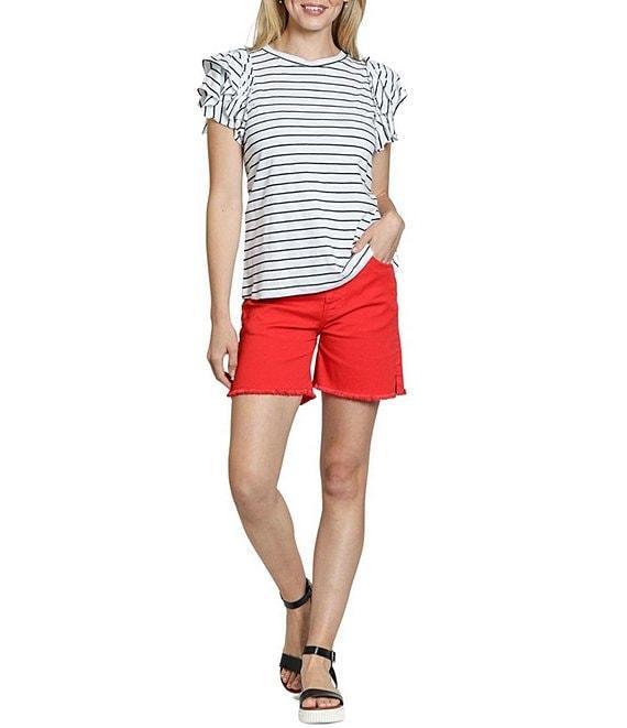APNY Knit Crew Neck Ruffled Cap Sleeve Tee Product Image