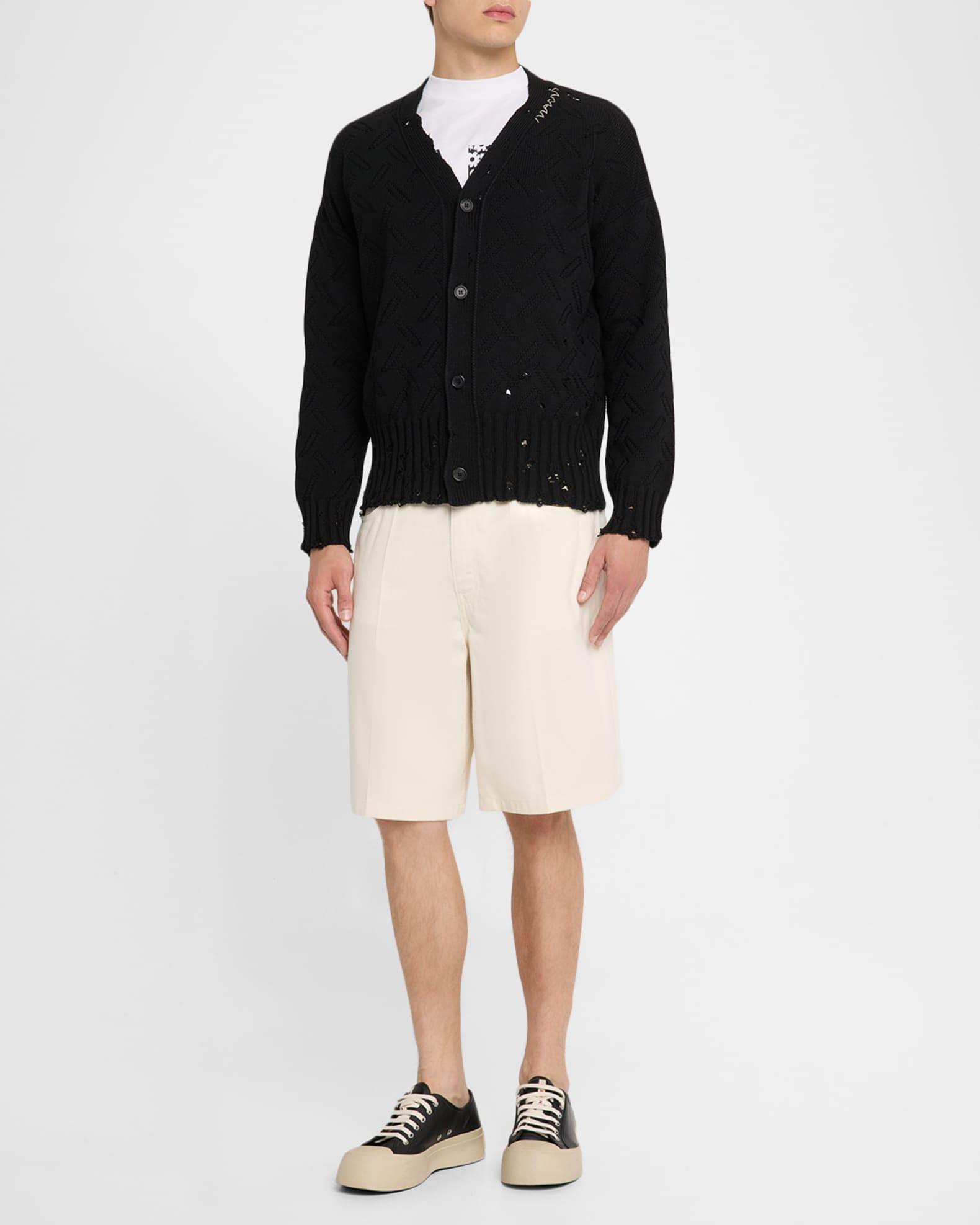 Men's Cotton Knit Shoulder-Logo Cardigan  Product Image