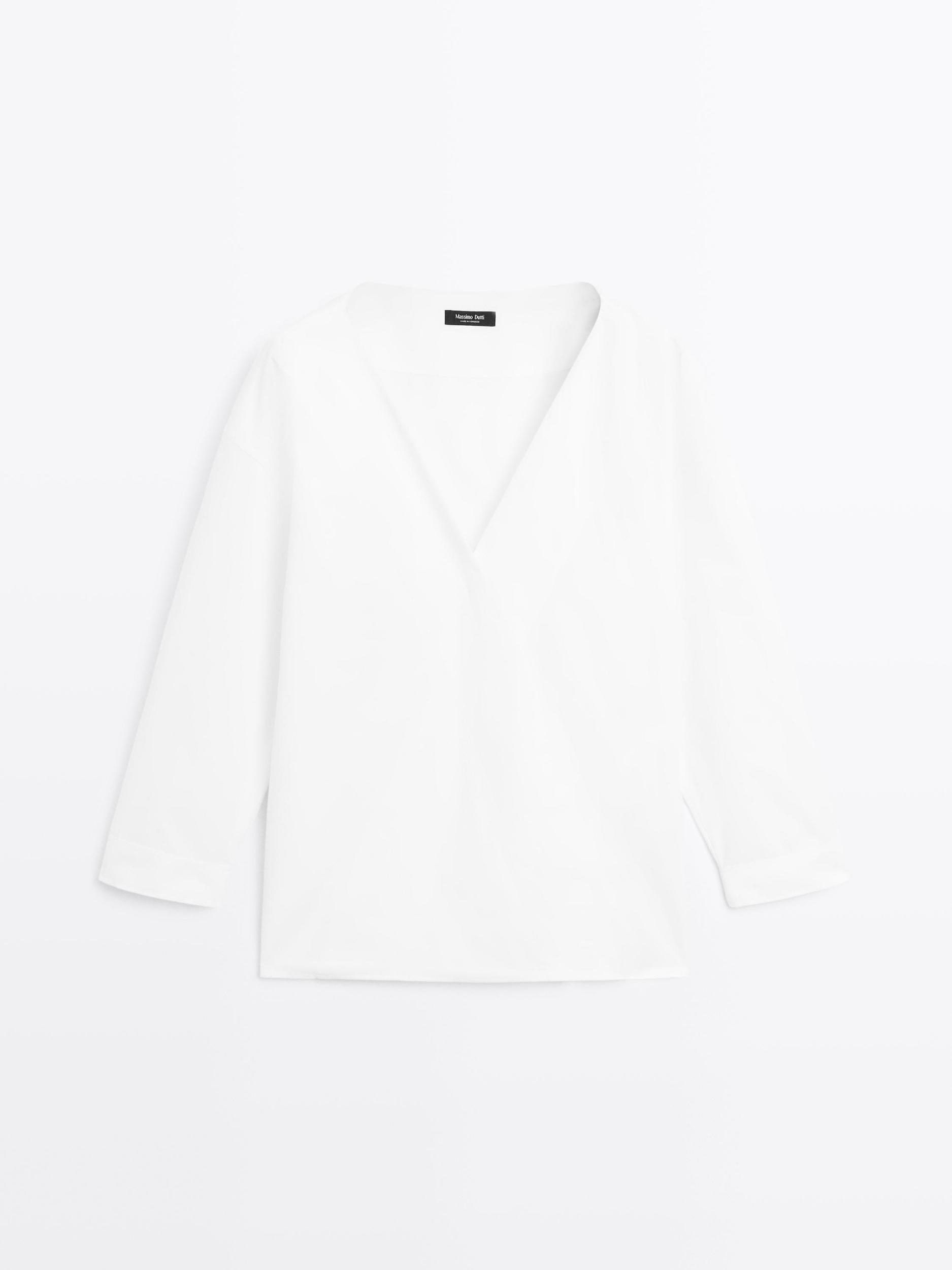 100% cotton surplice blouse Product Image