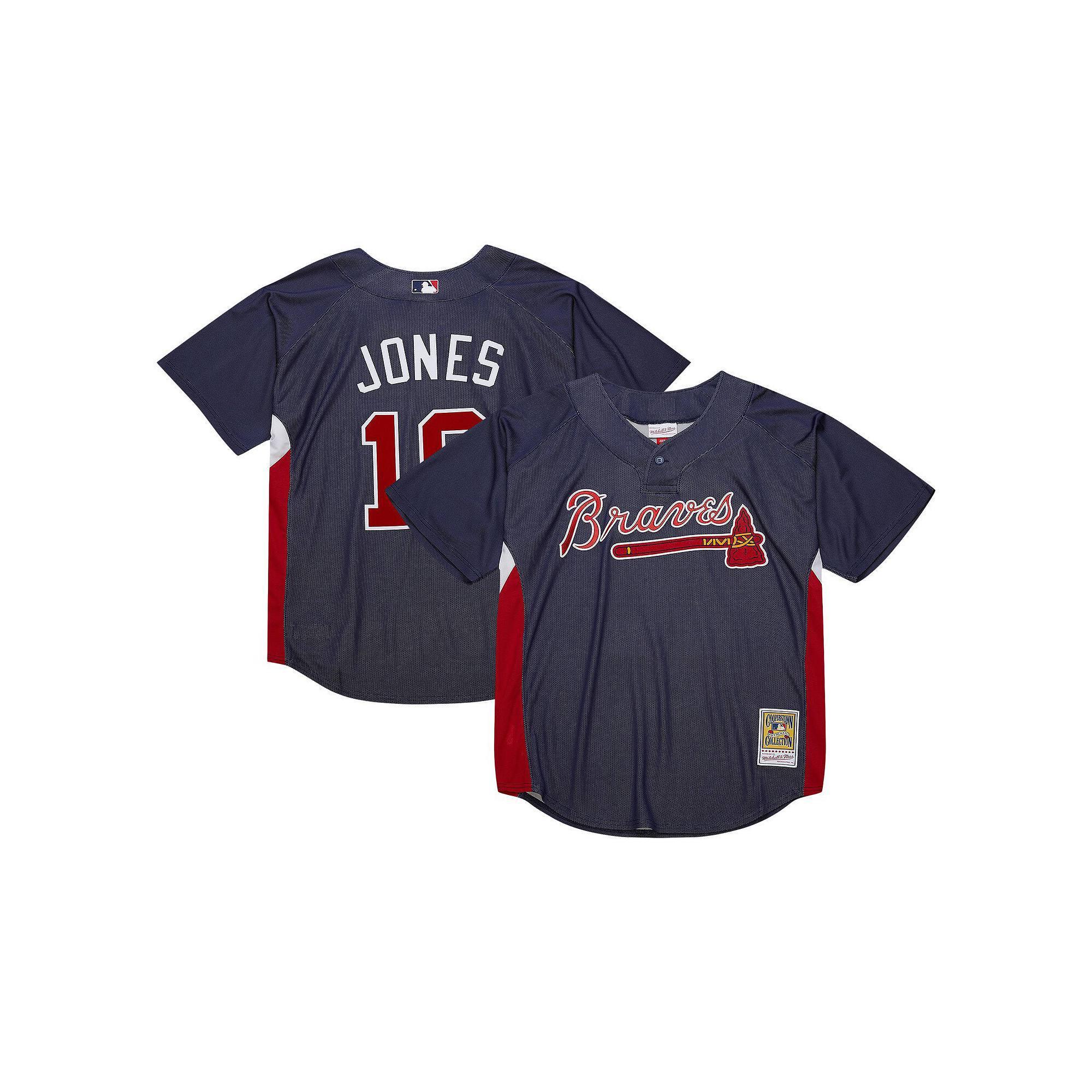 Men's Mitchell & Ness Chipper Jones Navy Atlanta Braves Cooperstown Collection 2007 Batting Practice Jersey,  Product Image