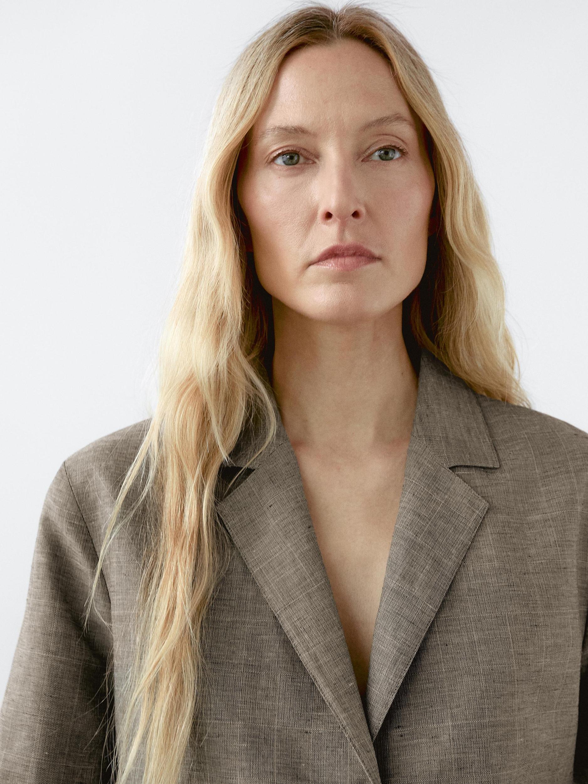 Lightweight check cotton blend blazer Product Image