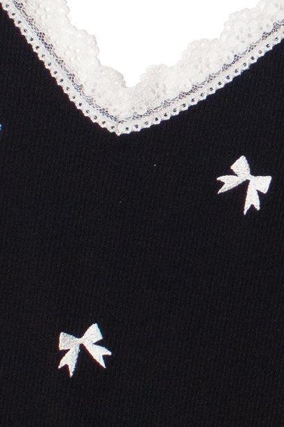 Lace Trim Embroidered Bow Cami Product Image