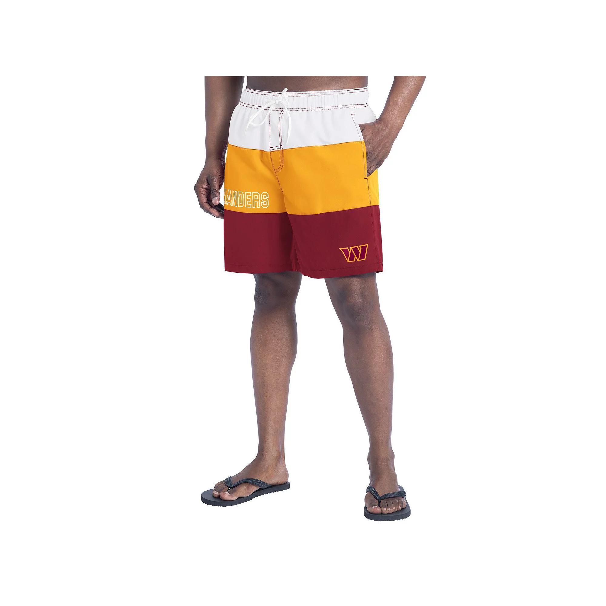 Men's G-III Sports by Carl Banks Red/Gold Kansas City Chiefs Sunrise Volley Swim Shorts,  Product Image