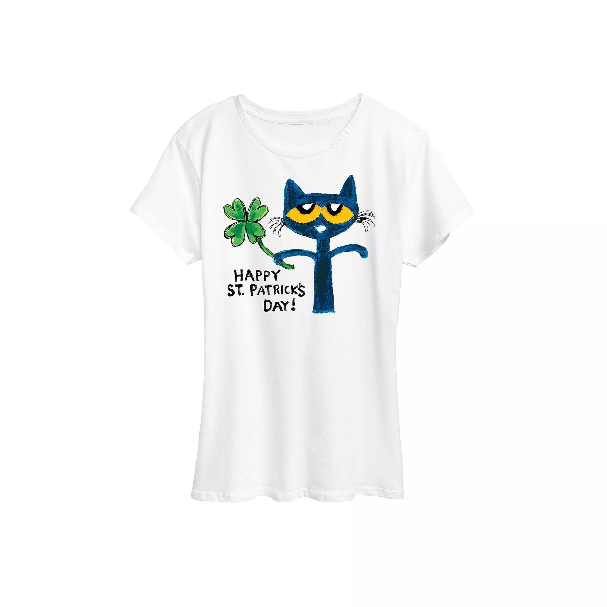 Women's Pete The Cat Happy St. Patricks Day Graphic Tee, Size: Small, White Product Image