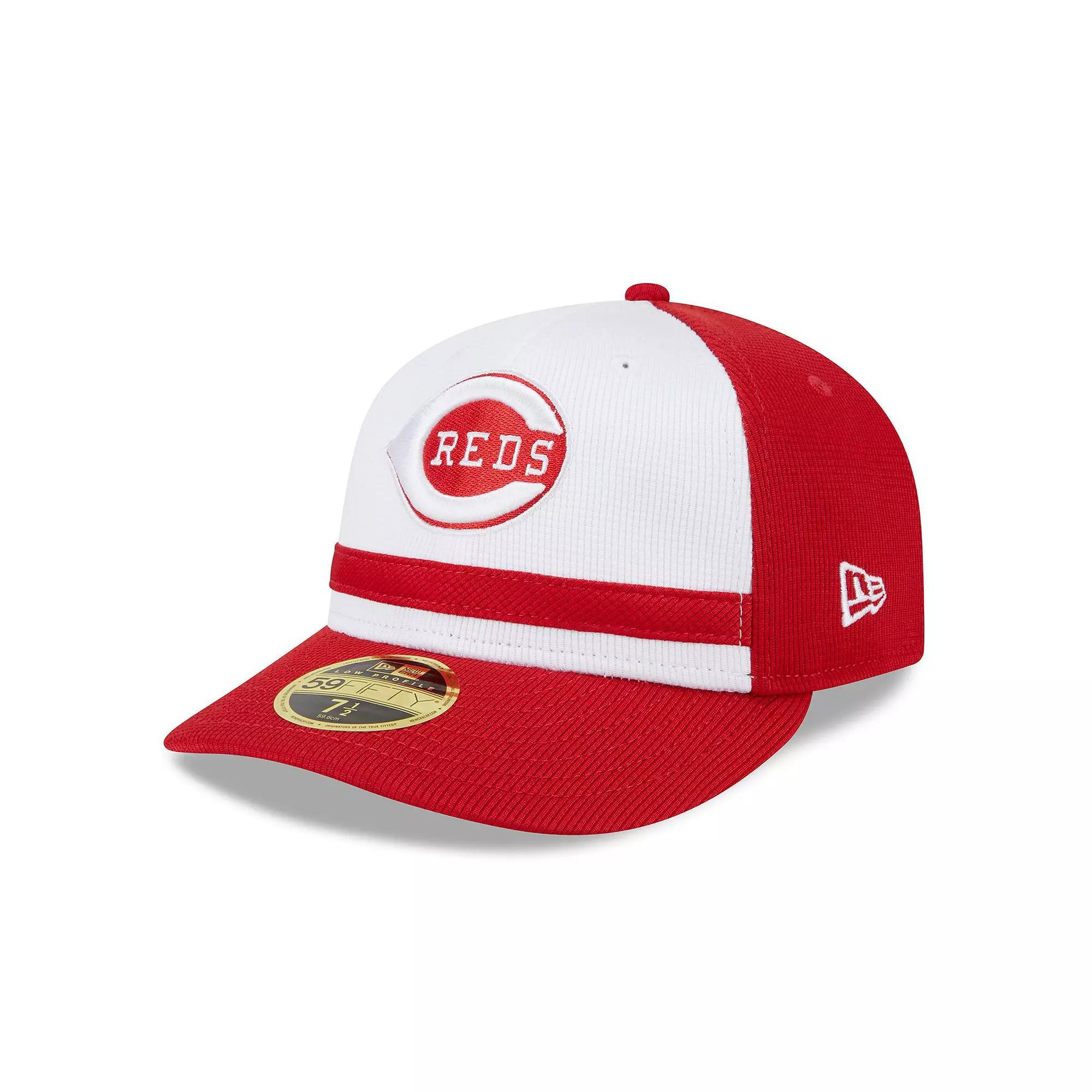 Men's New Era  White Cincinnati Reds 2024 Batting Practice Low Profile 59FIFTY Fitted Hat, Size: 7 5/8, Red White Product Image