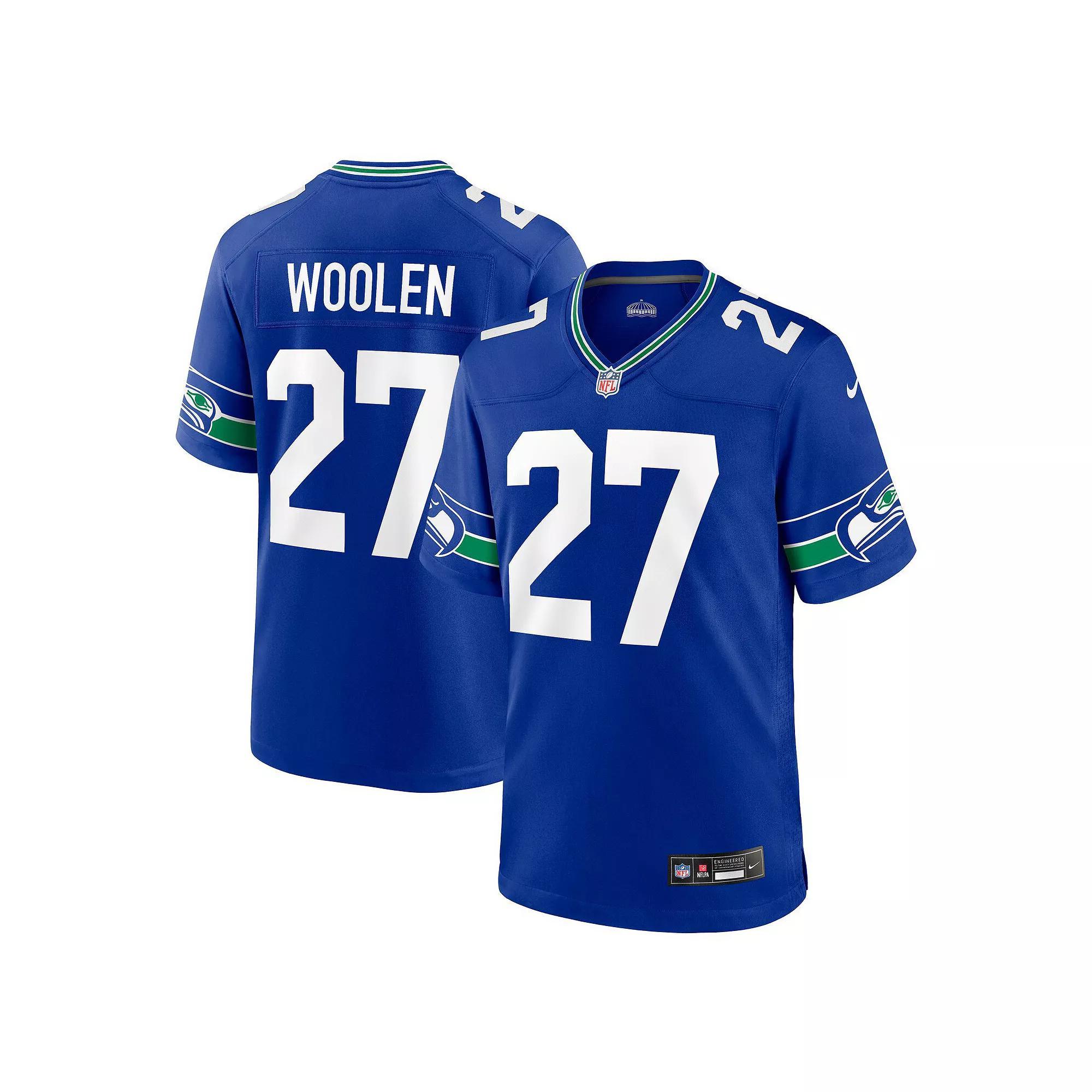 Men's Nike Tariq Woolen Royal Seattle Seahawks Throwback Player Game Jersey,  Product Image