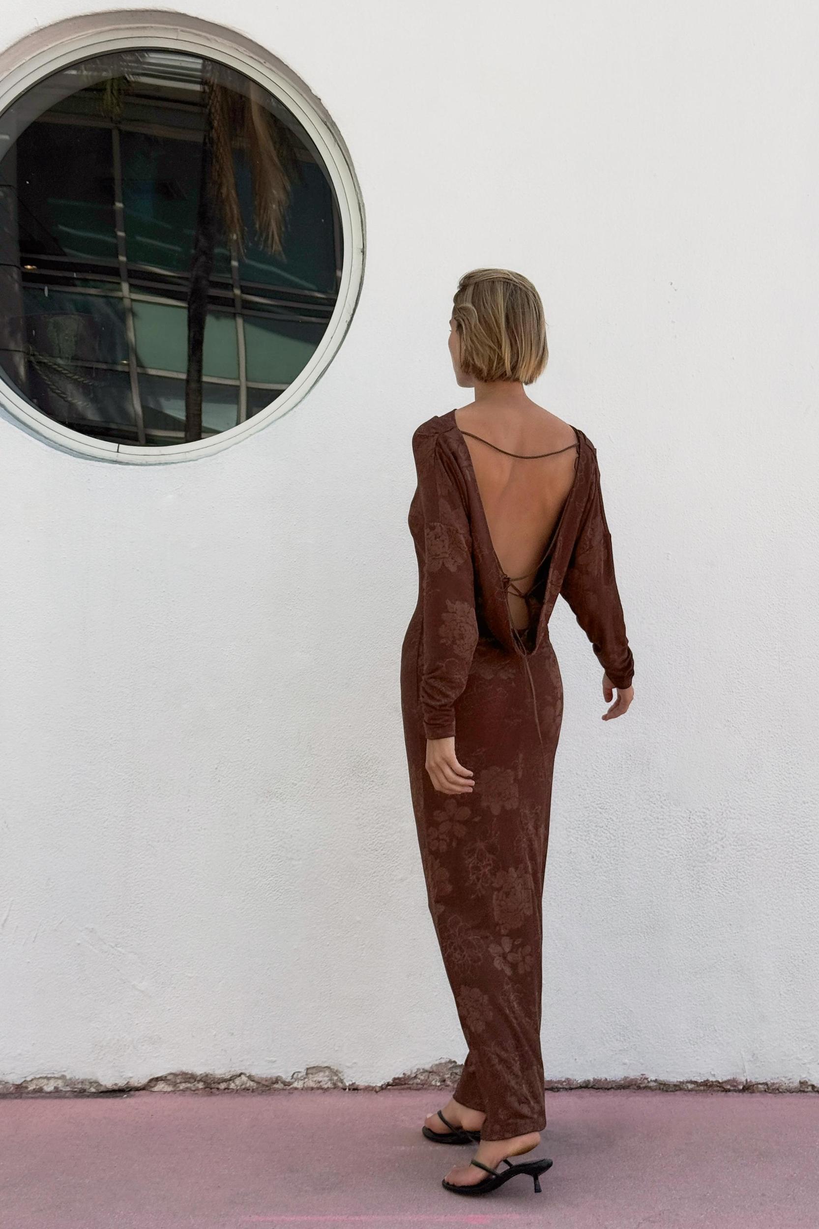 OPEN BACK JACQUARD DRESS Product Image