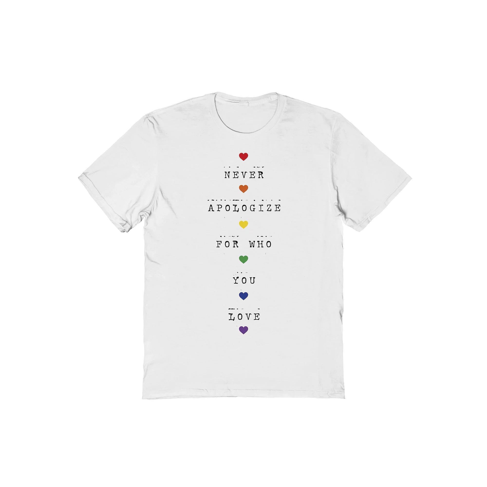 Men's COLAB89 Never Apologize For Who You Are Pride Graphic Tee, Adult Unisex,  Product Image