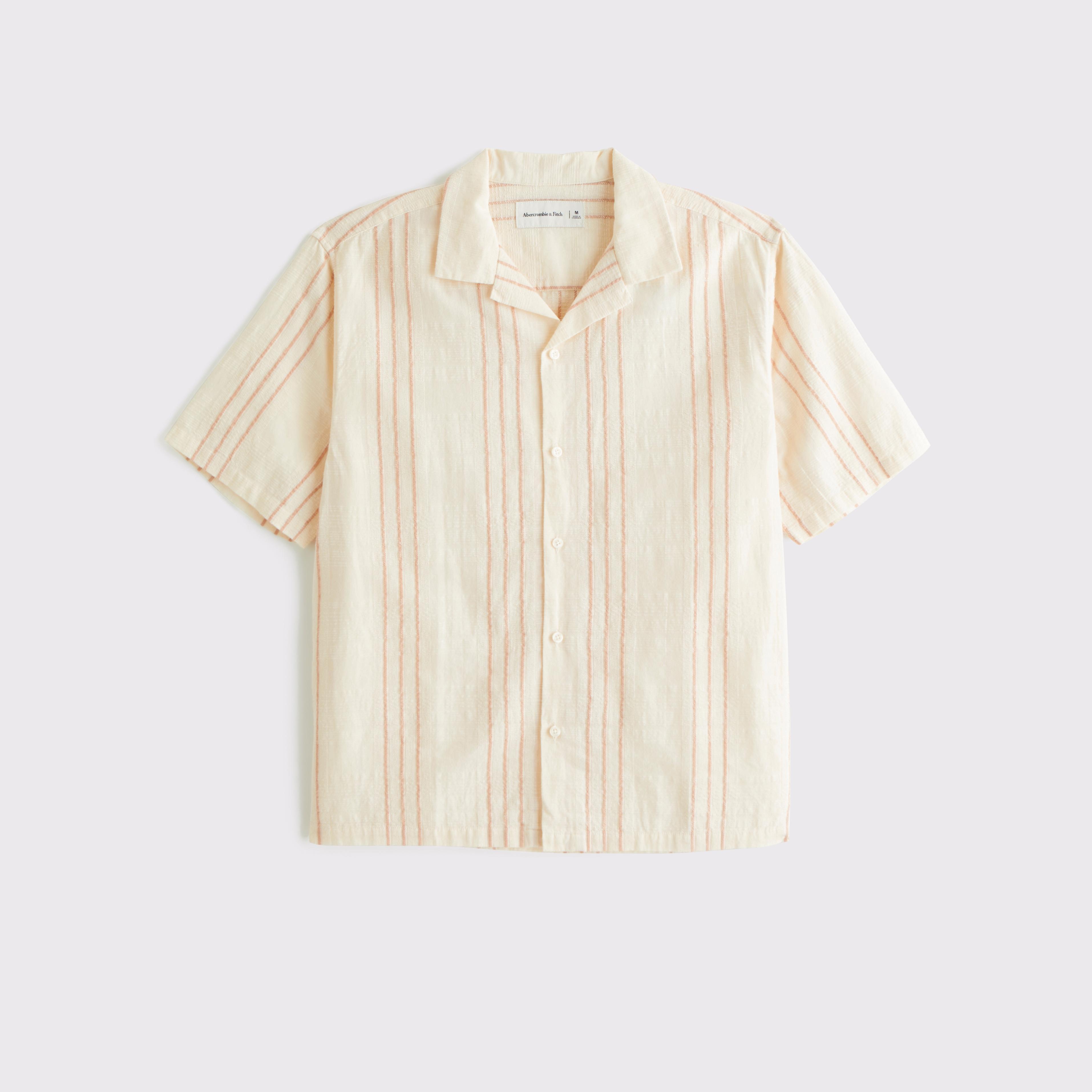 Camp Collar Textured Button-Up Shirt Product Image