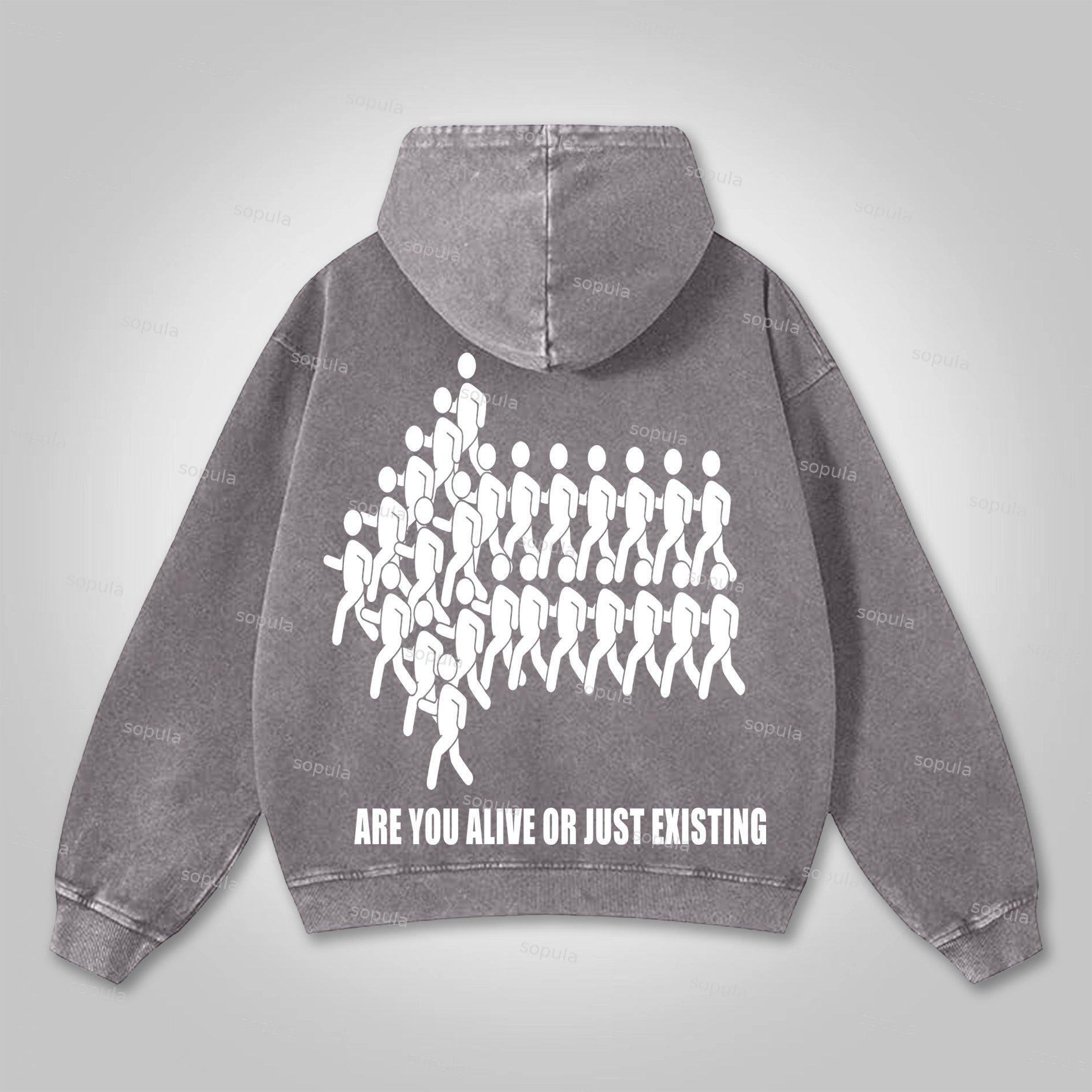 Sopula Are You Alive Or Just Existing Graphic Washed Hoodie Product Image