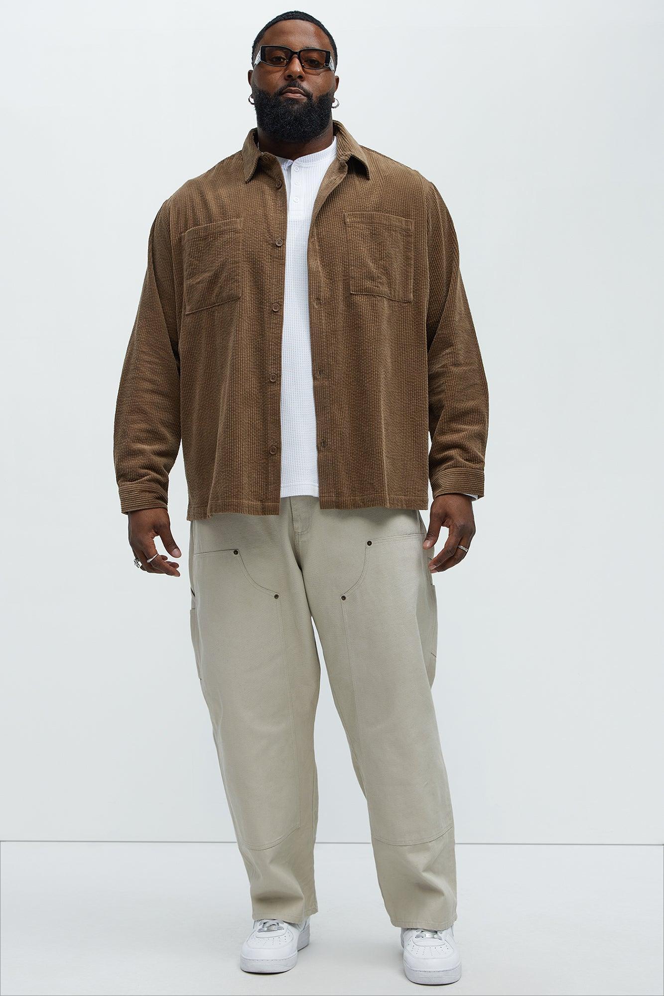 Corduroy Pocket Button Up Shirt - Brown Product Image