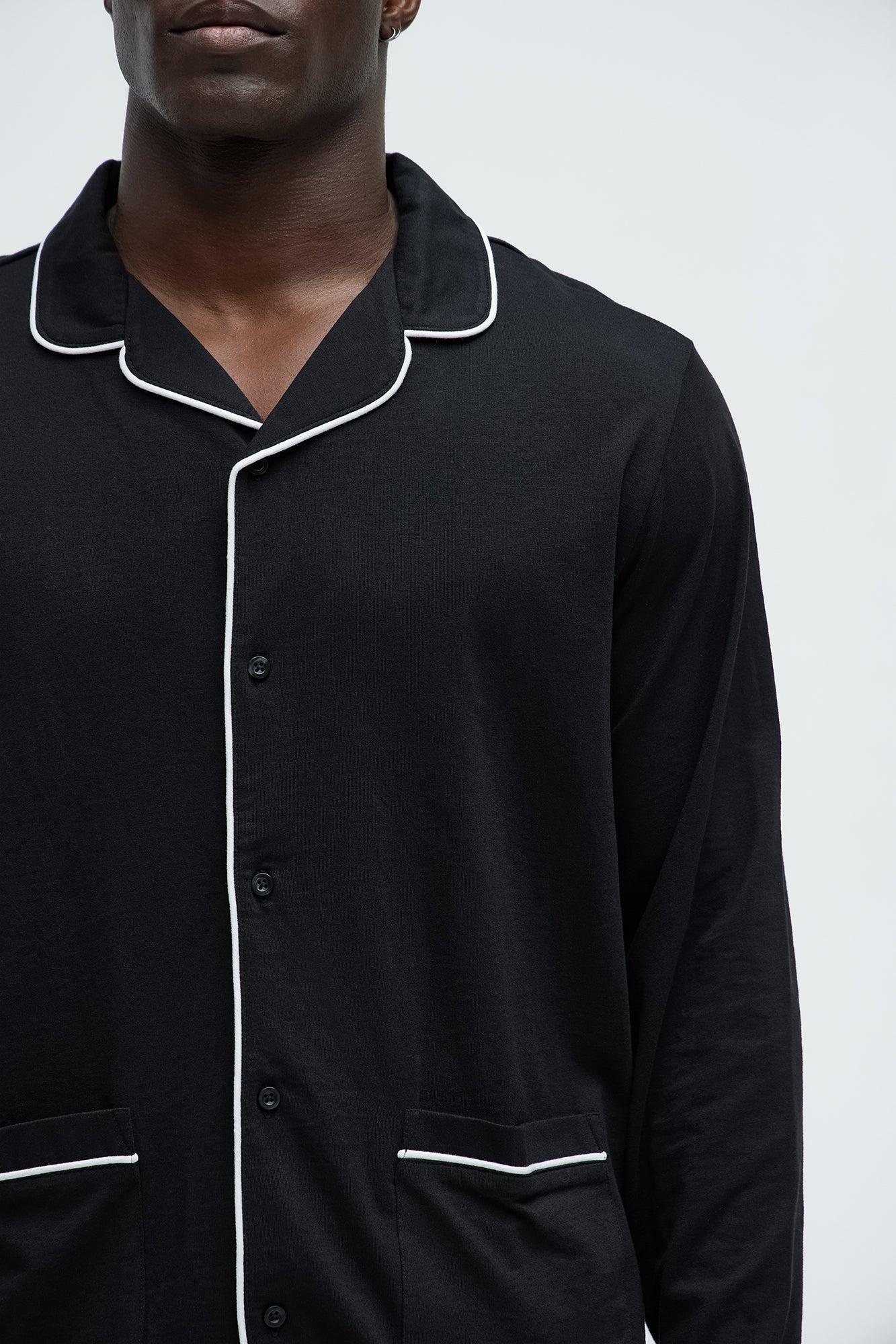 Modern Relaxed Pajama Long Sleeve - Black Product Image