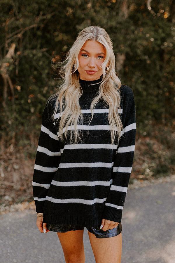 Cue The Chic Stripe Sweater in Black Product Image