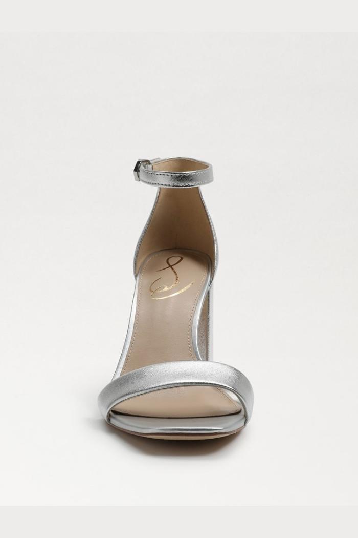 Daniela Block Heel Sandal - Silver Leather Product Image