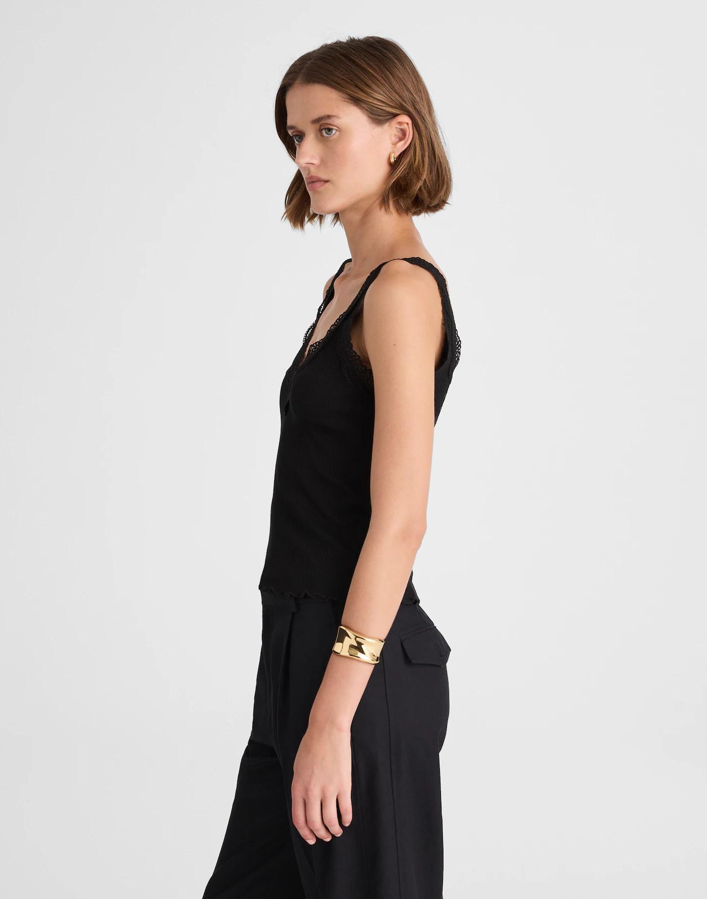 Lace-Trim V-Neck Tank Product Image