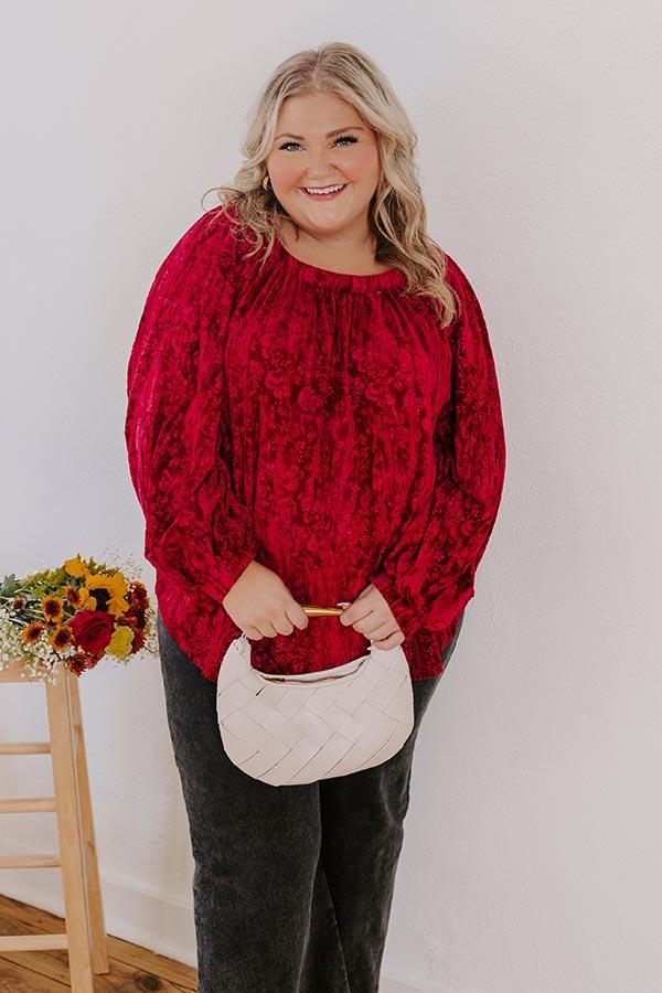 Glamour Galore Velvet Top In Wine Curves Product Image