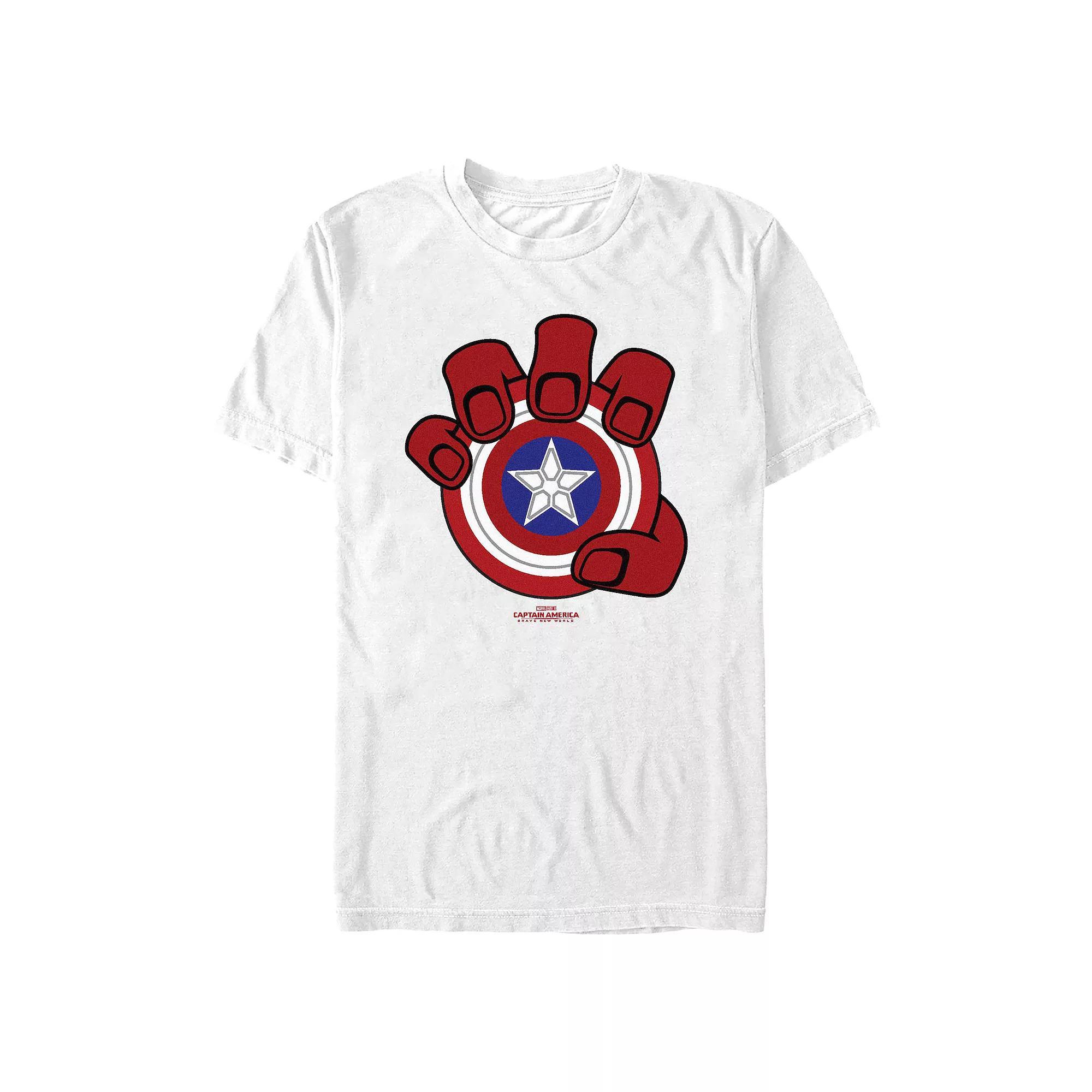Big & Tall Marvel Captain America Brave New World Red Hand And Shield Graphic Tee, Men's, Size: 4XL Tall, White Product Image