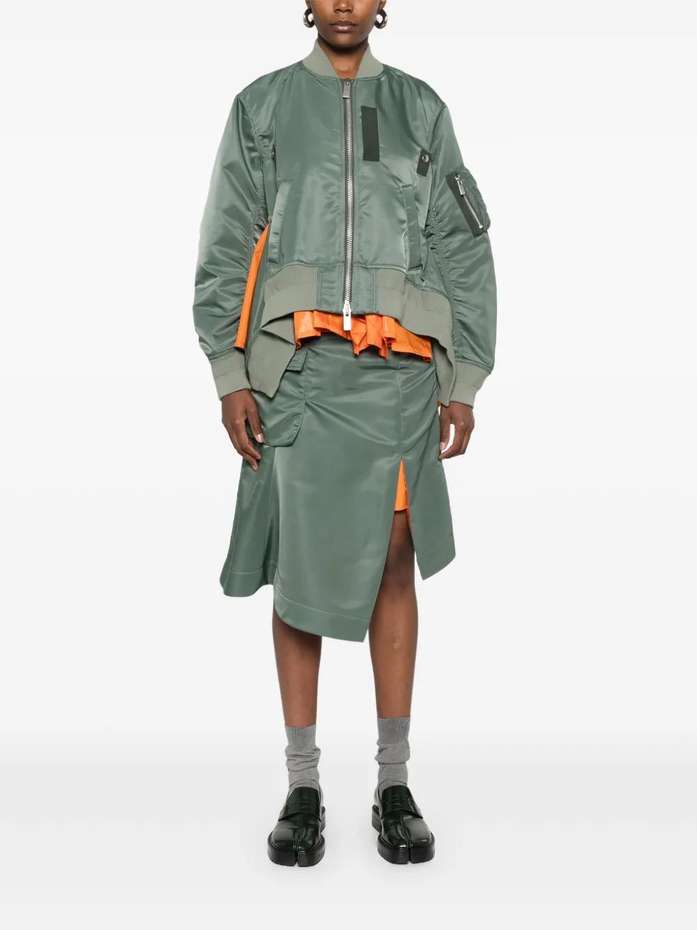 SACAI Layered Twill Bomber Jacket In 501 Khaki Product Image